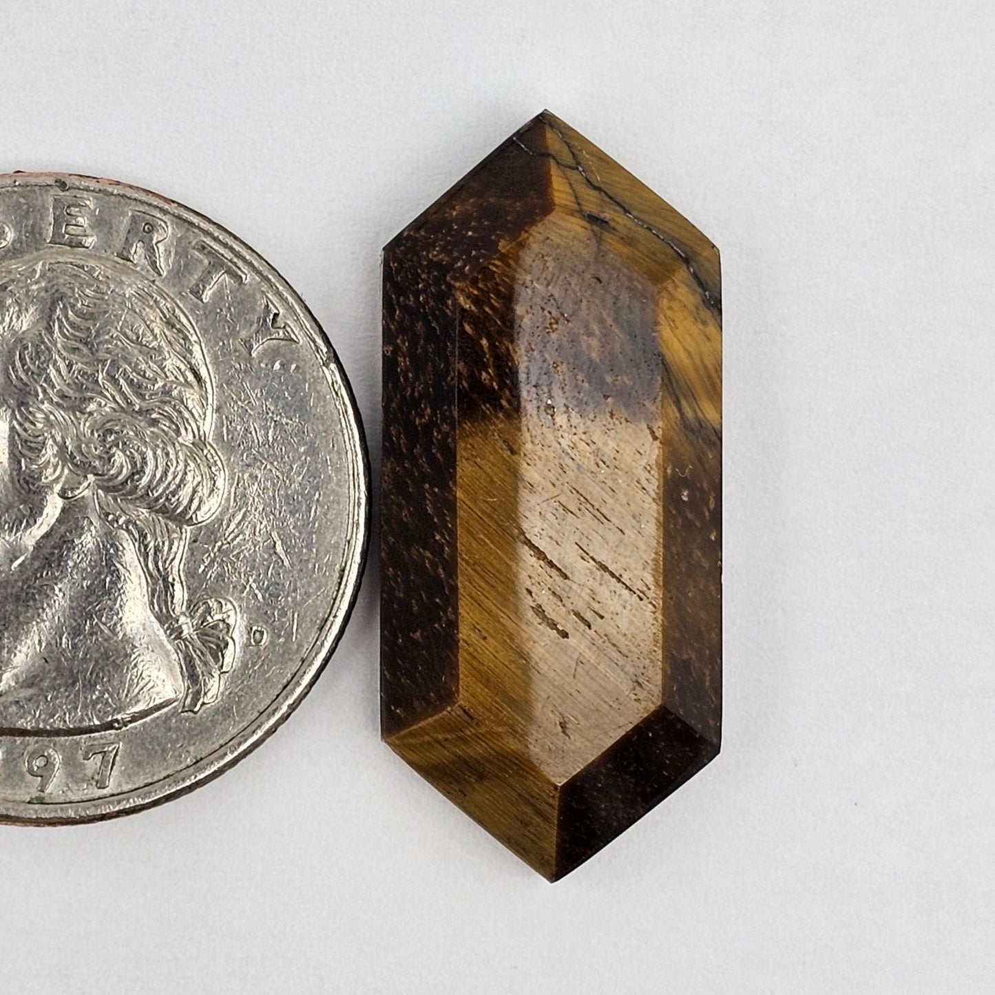 Tiger Eye Geometric Half Faceted Cabochon