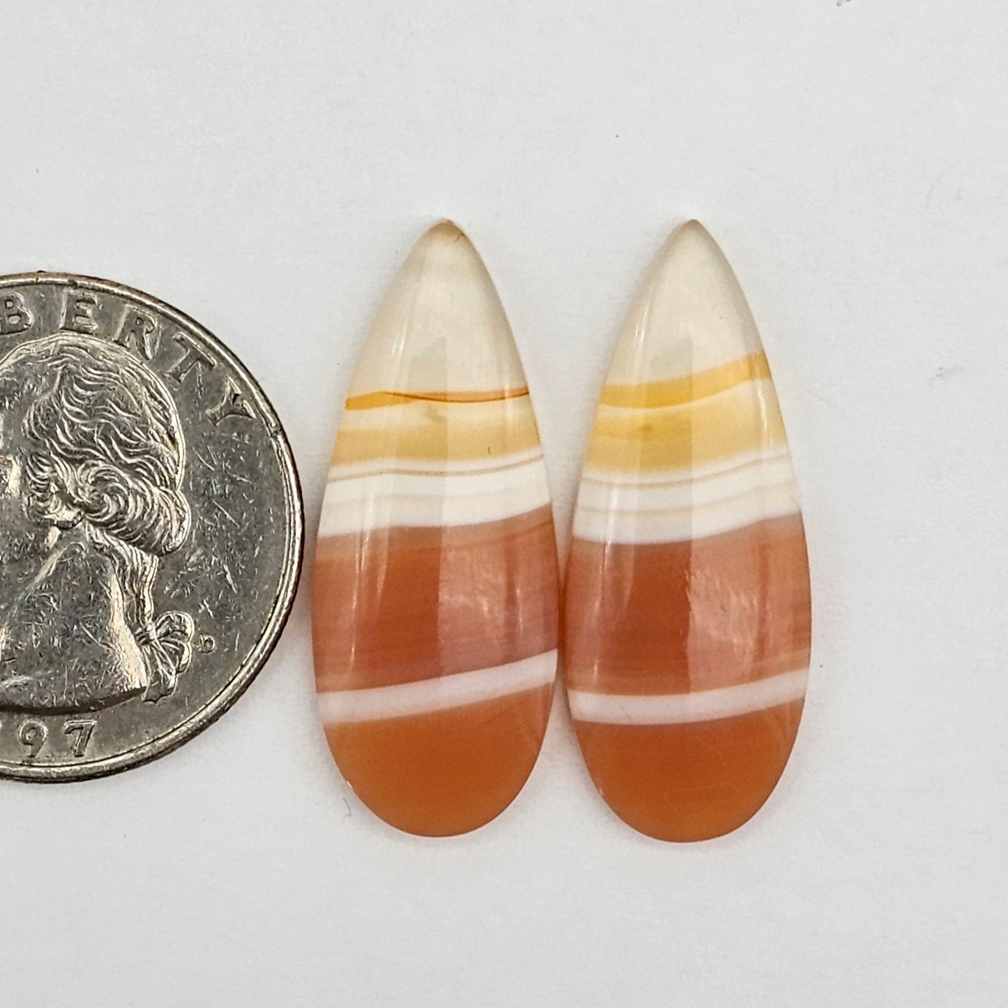 Carnelian Agate Cabochon Pair