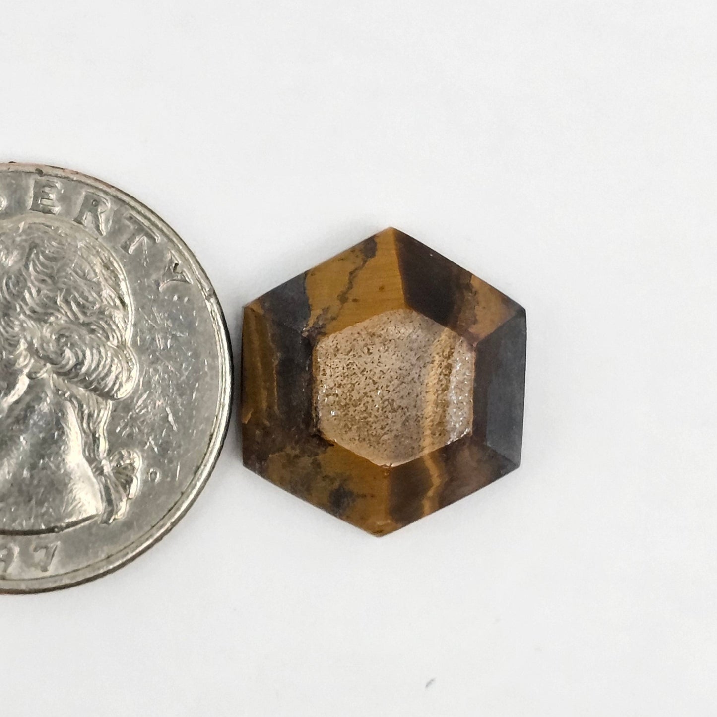 Tiger Eye Geometric Half Faceted Cabochon