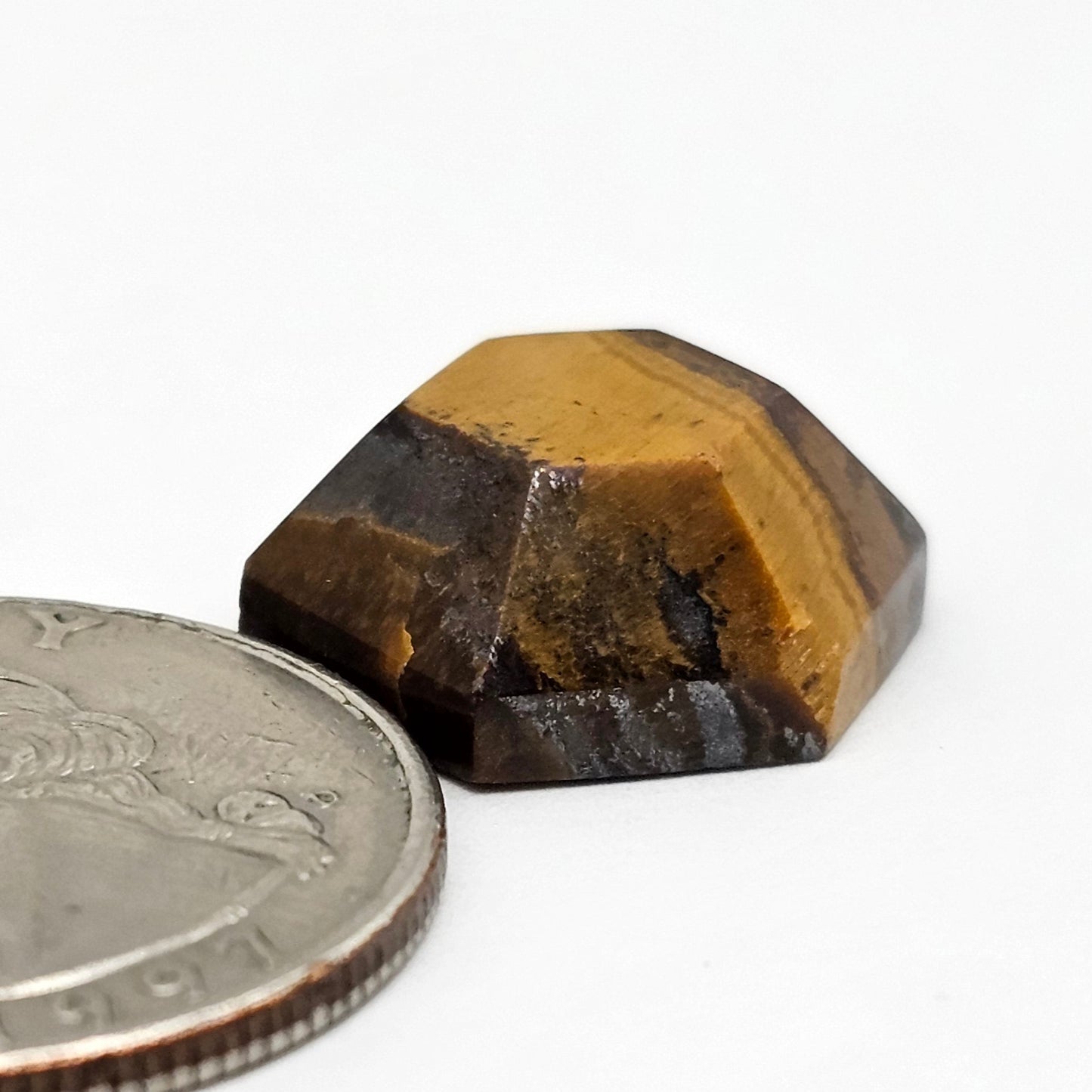 Tiger Eye Geometric Half Faceted Cabochon