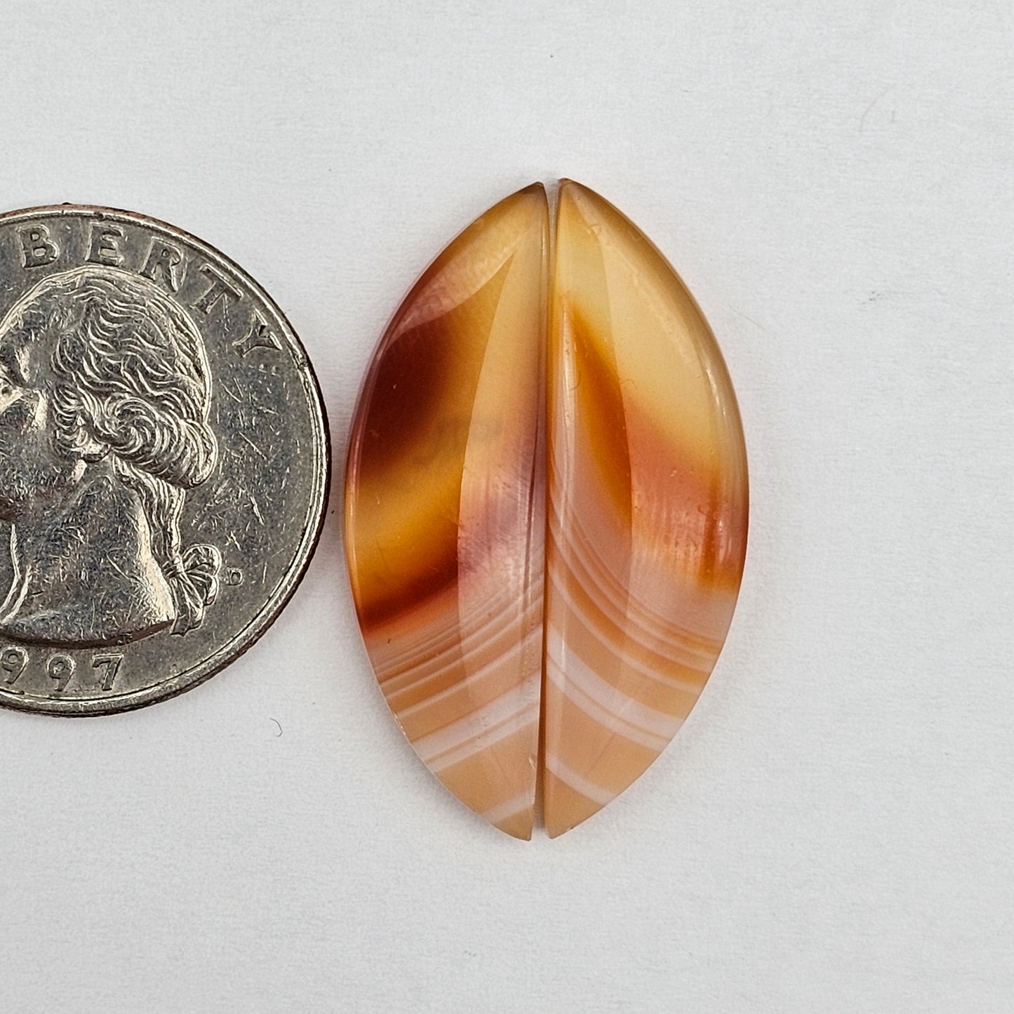Carnelian Agate Cabochon Pair