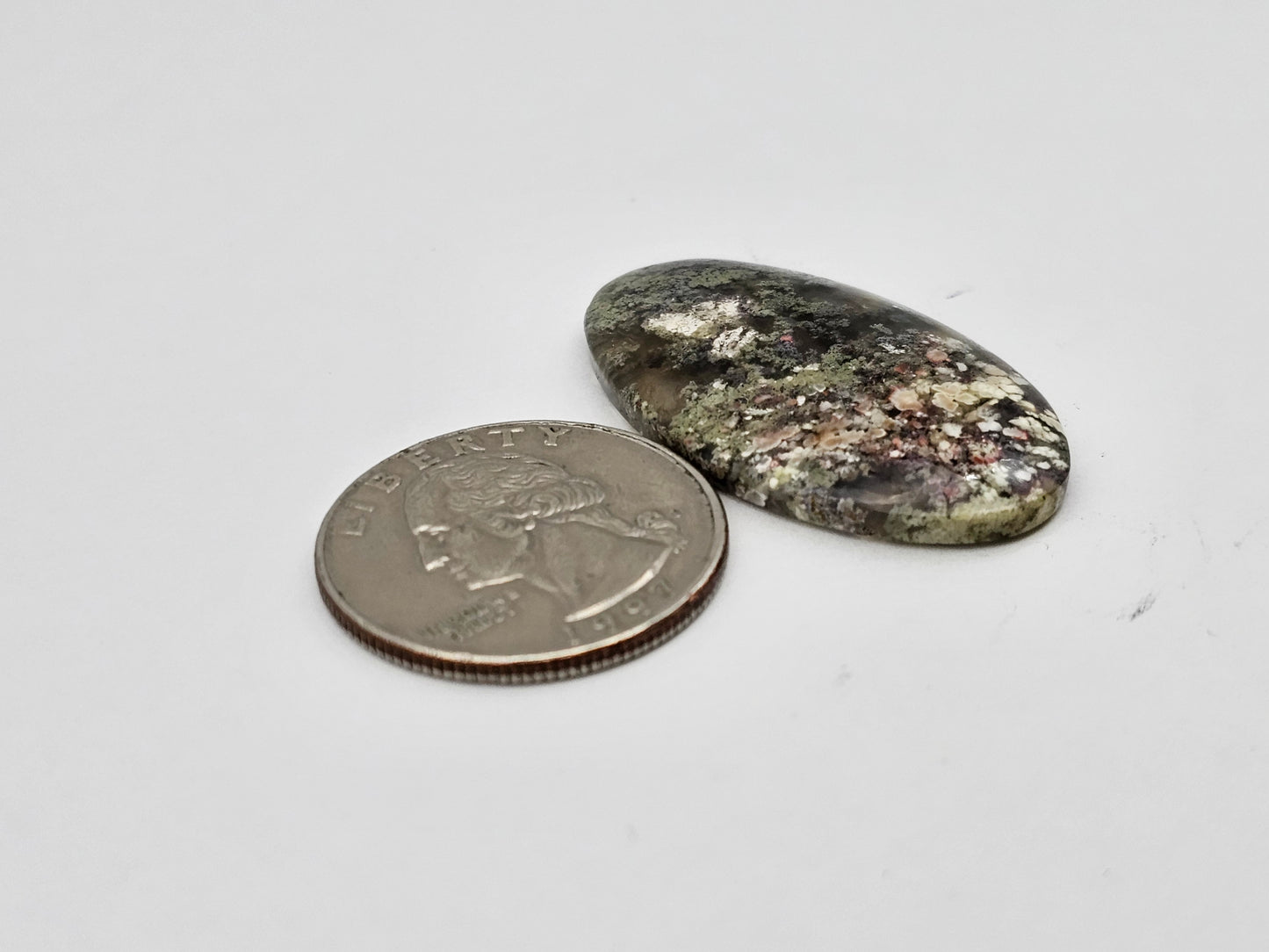 Moss agate cabochon large