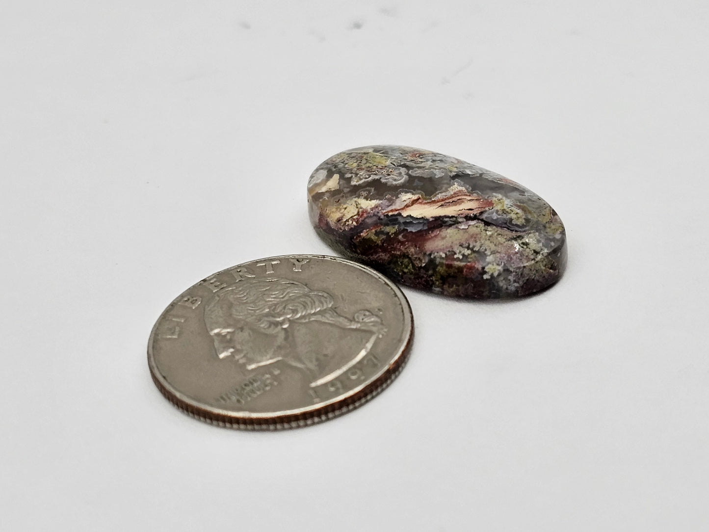 Moss agate cabochon large