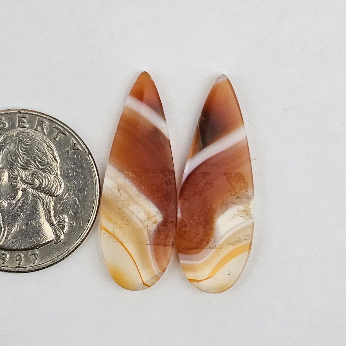 Carnelian Agate Cabochon Pair