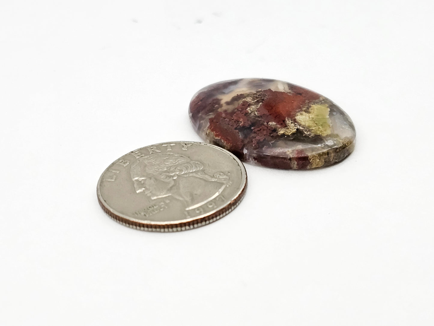 Moss agate cabochon large