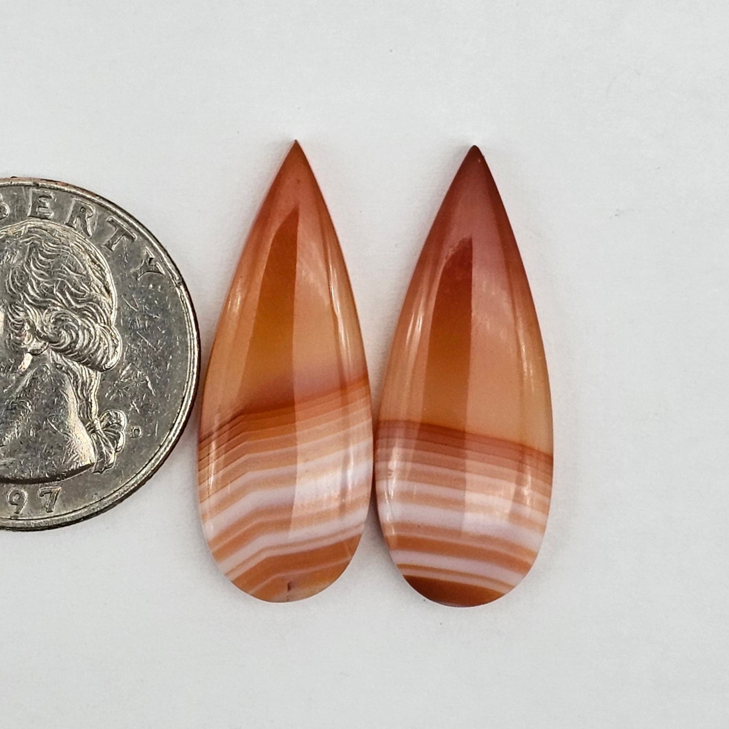 Carnelian Agate Cabochon Pair