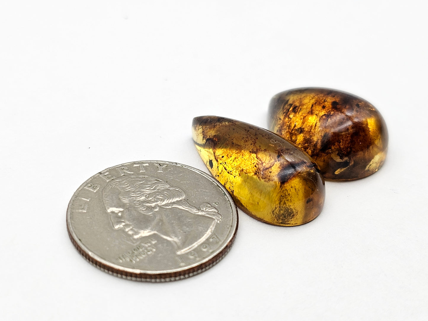 Amber authentic cabochon set large