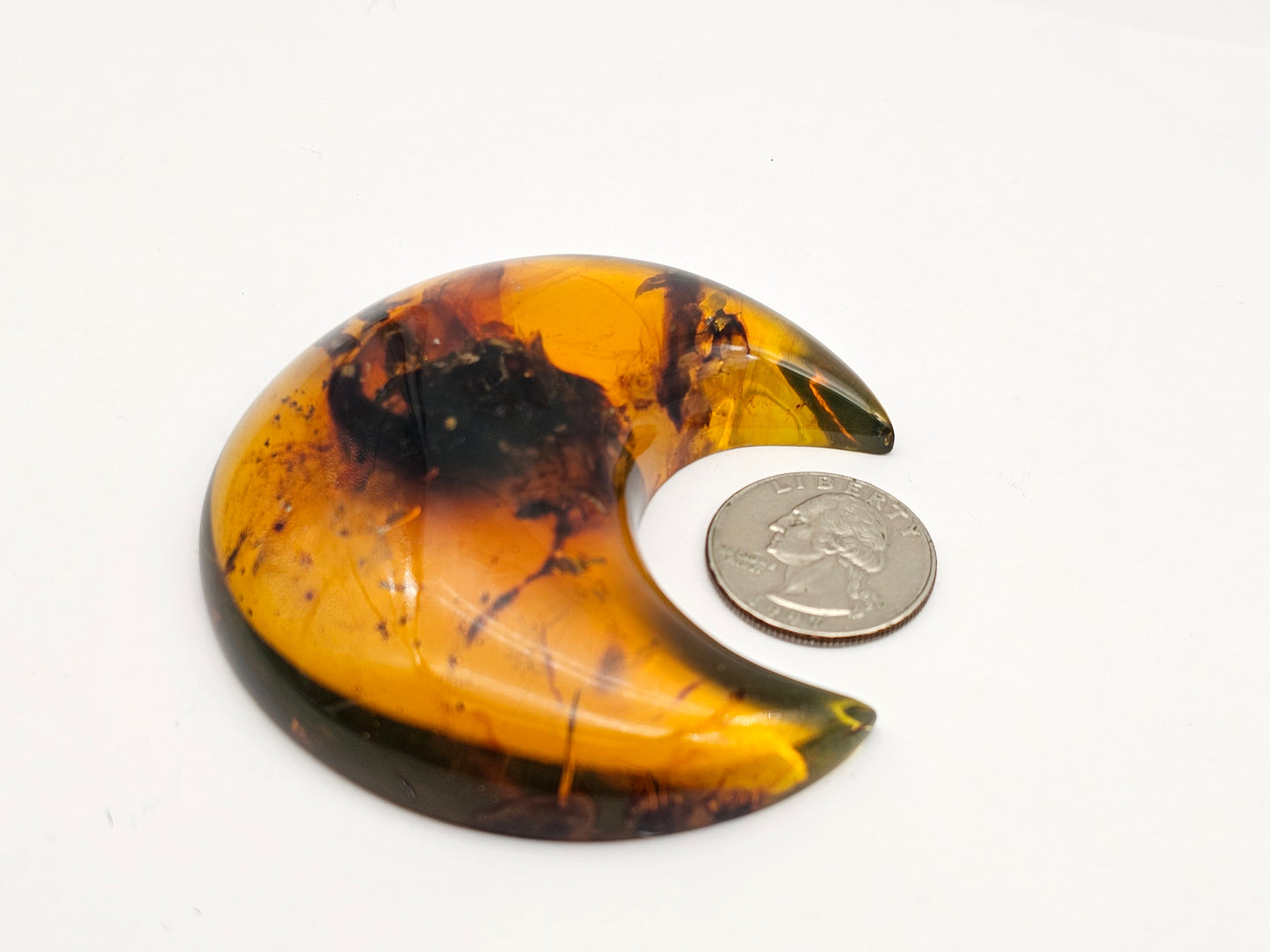 Amber authentic moon cabochon large