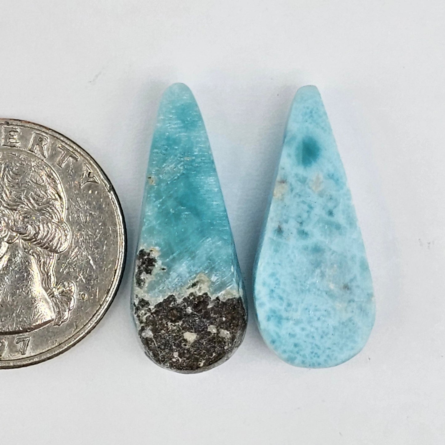 Larimar Cabochon pair