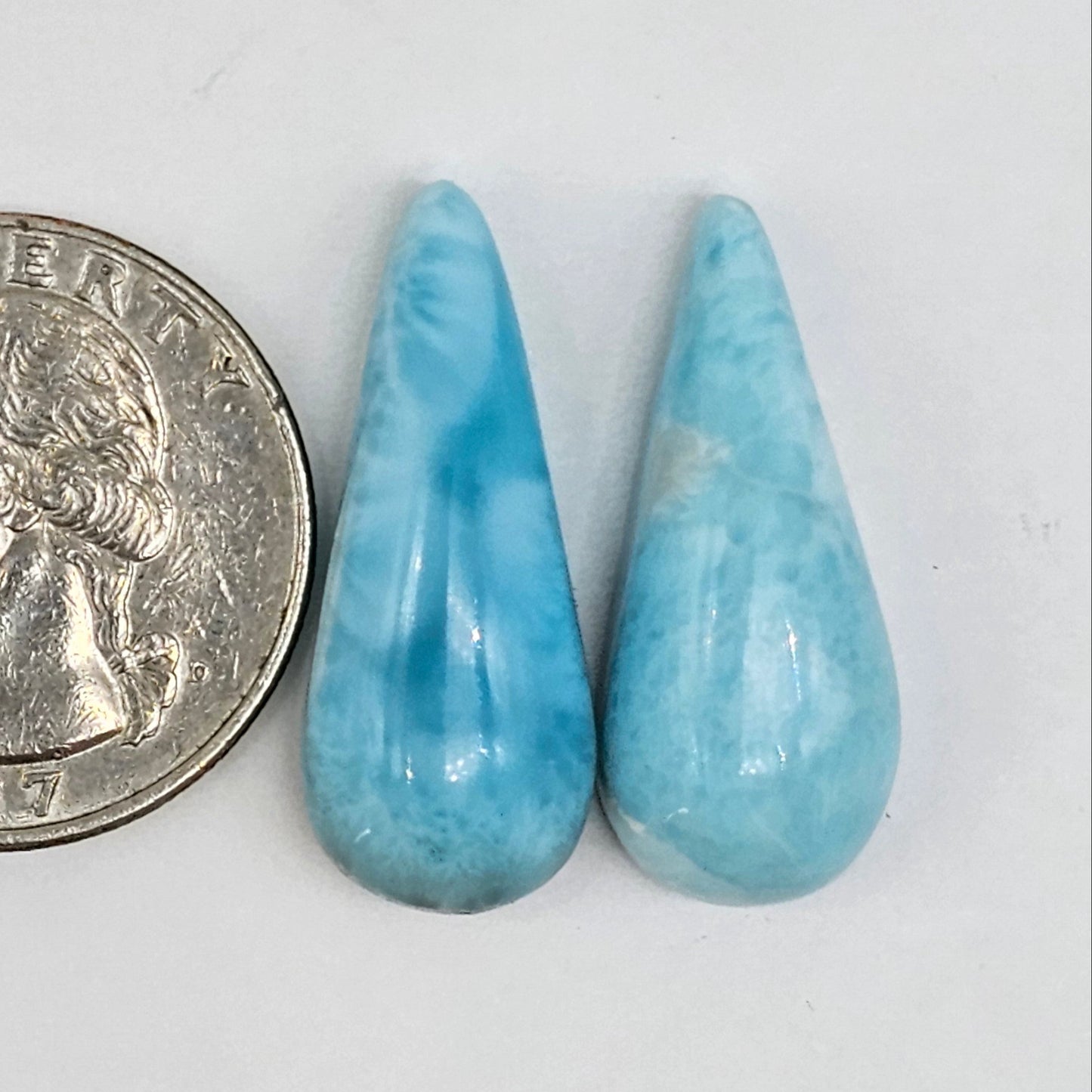 Larimar Cabochon pair