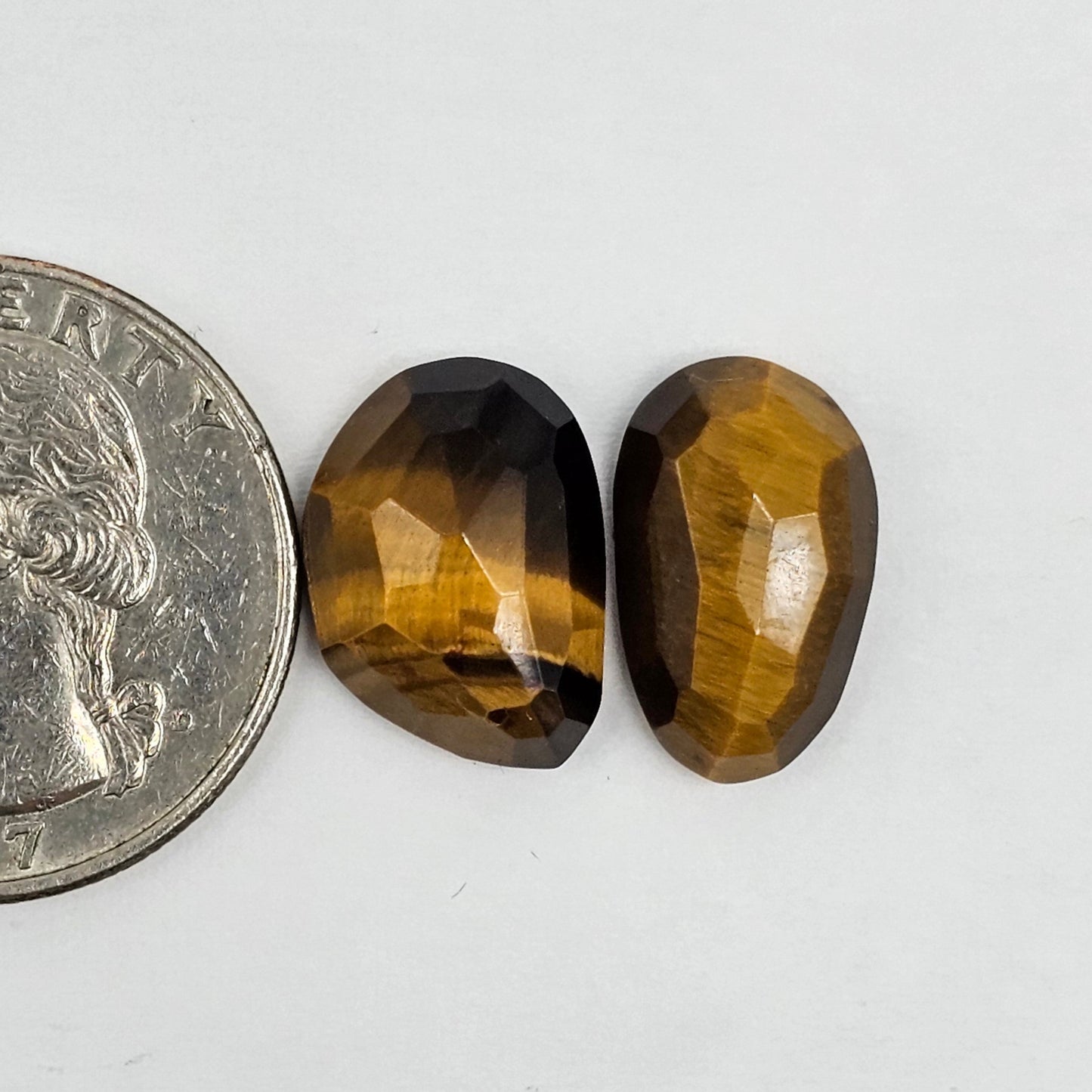 Tiger Eye Geometric Half Faceted Cabochon set