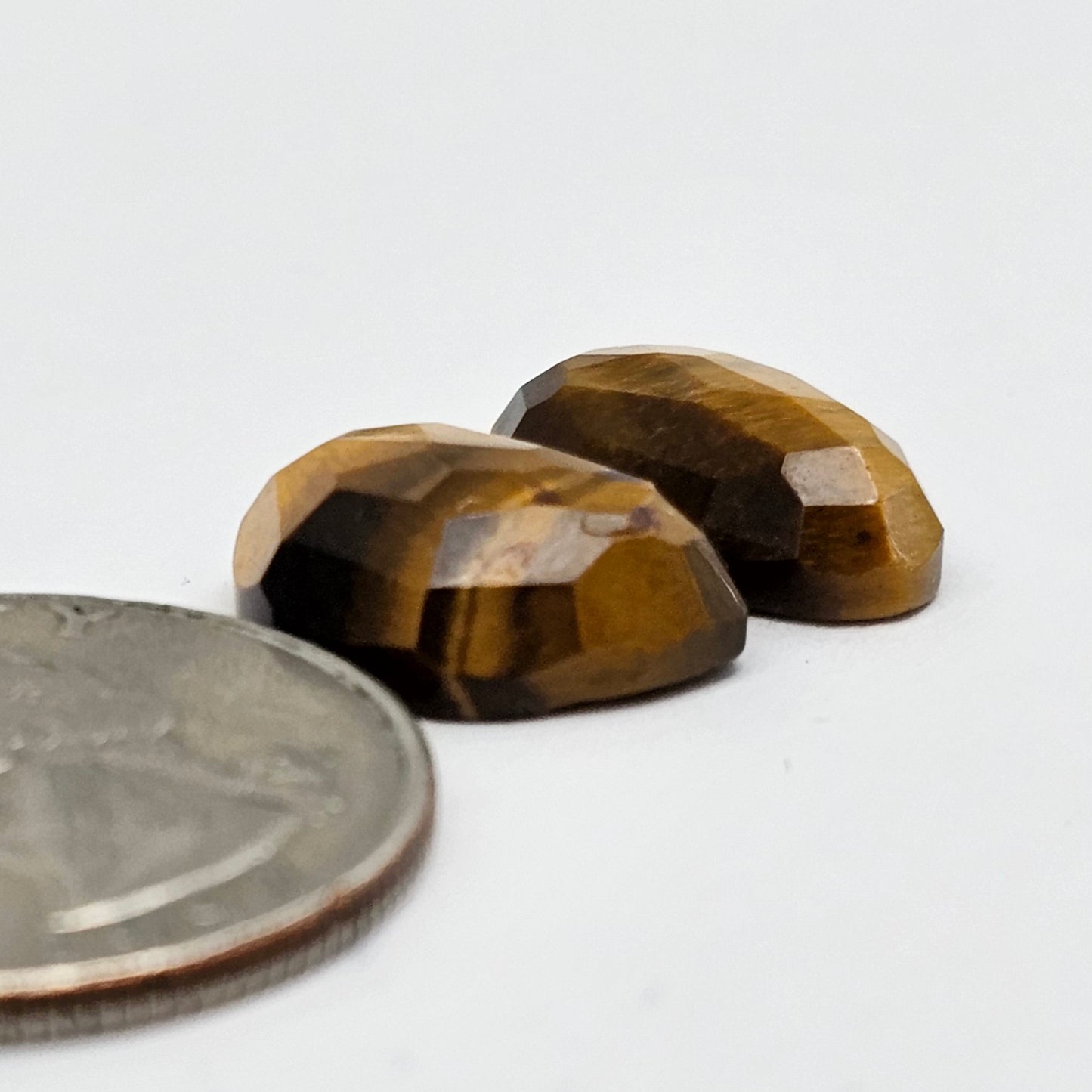 Tiger Eye Geometric Half Faceted Cabochon set