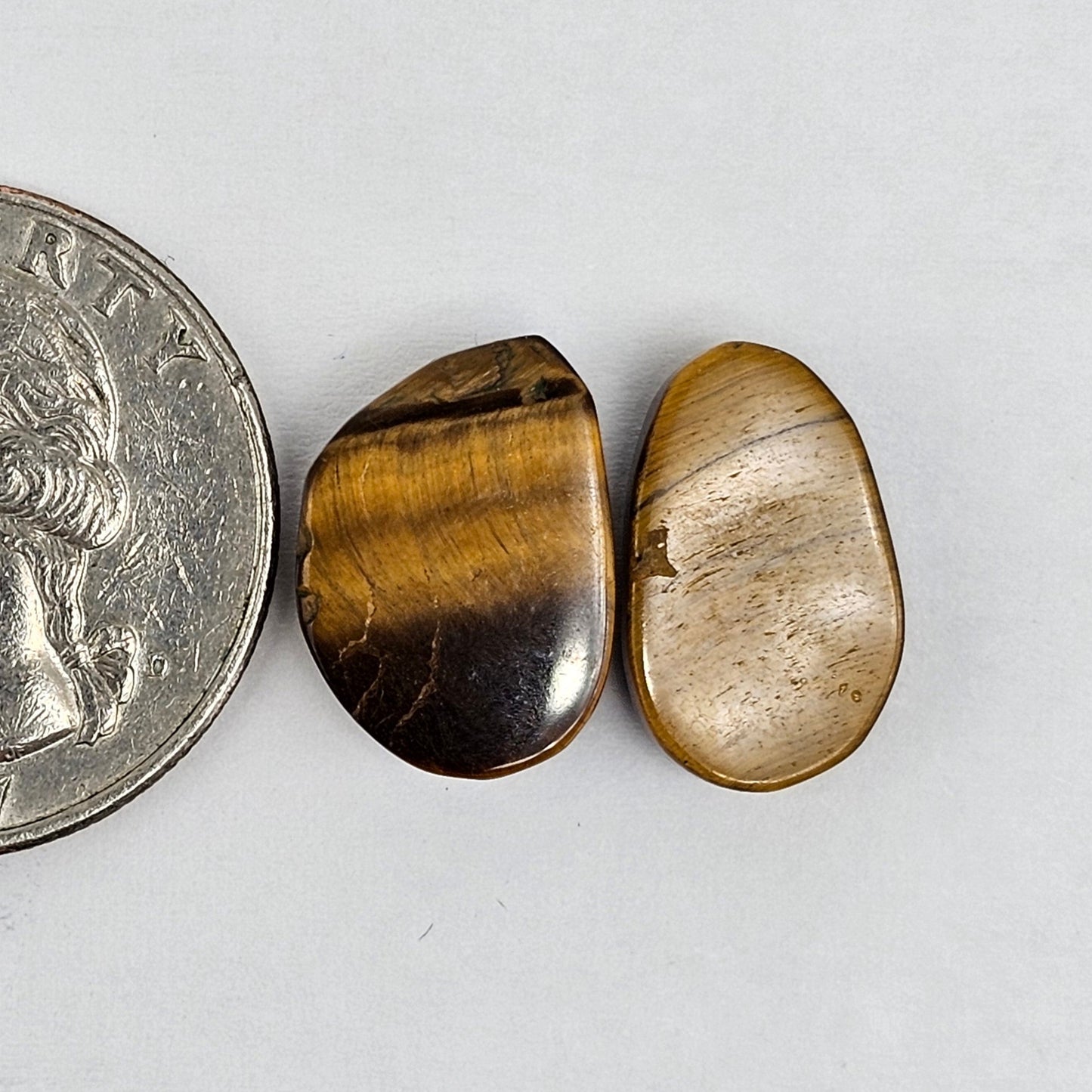 Tiger Eye Geometric Half Faceted Cabochon set