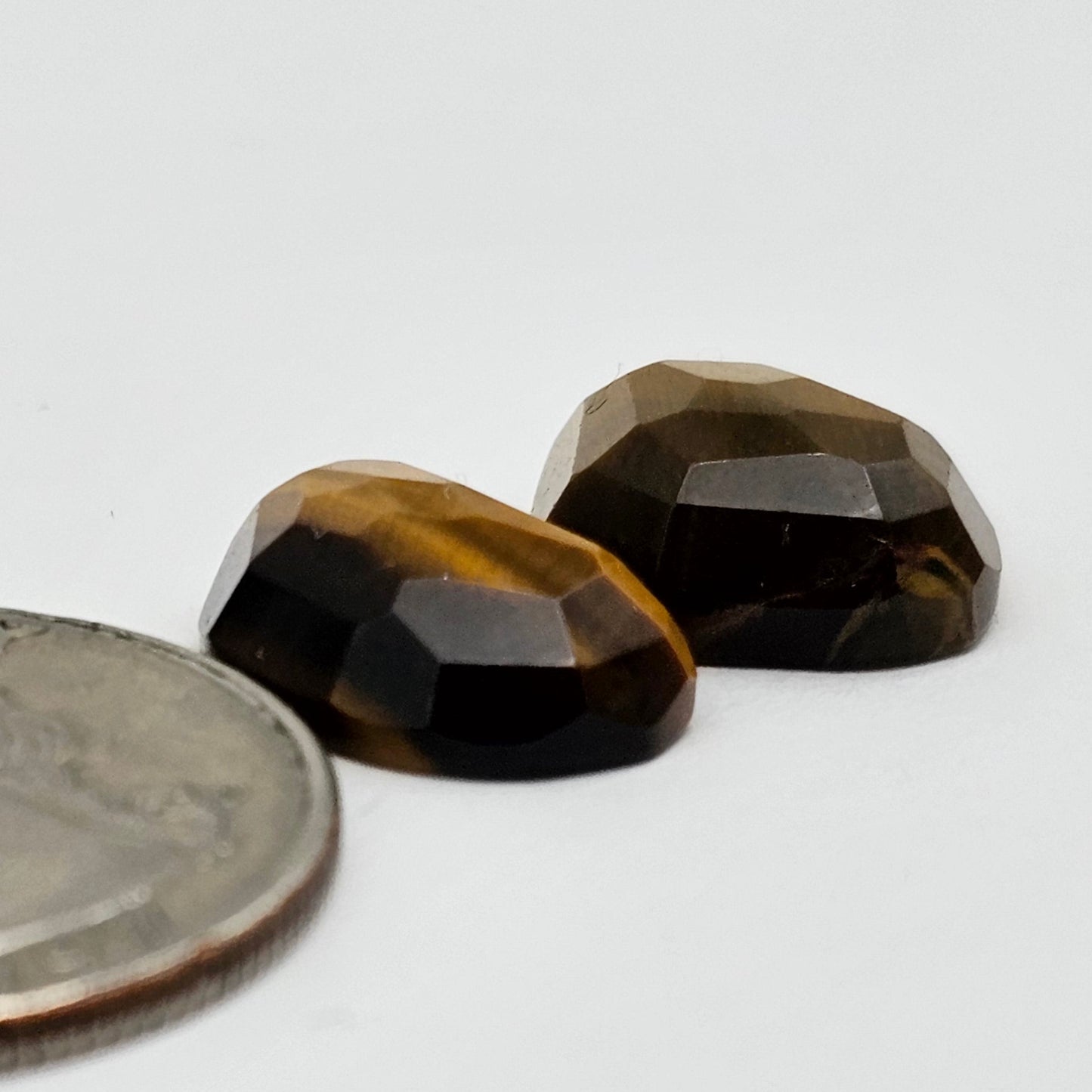 Tiger Eye Geometric Half Faceted Cabochon set