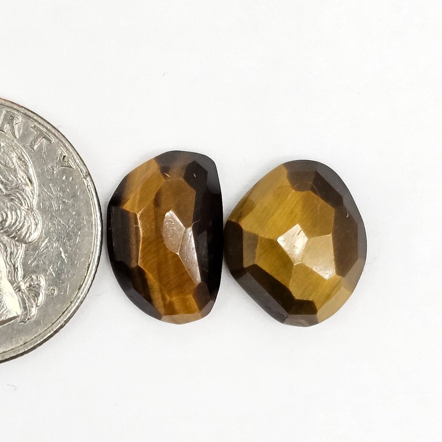Tiger Eye Geometric Half Faceted Cabochon set