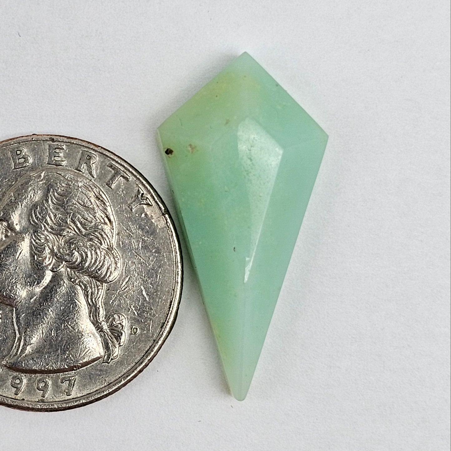 Chrysoprase Long Diamond Cabochon