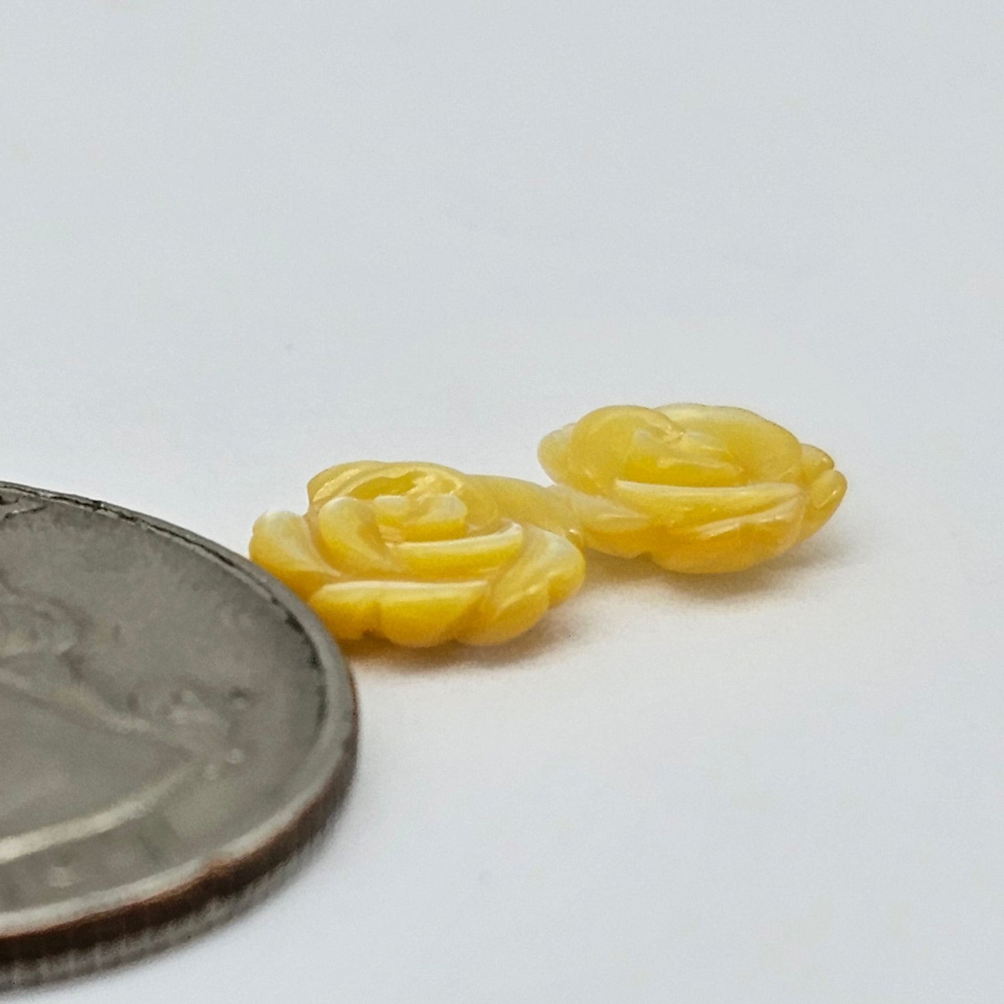 Mother of Pearl Flower Cabochon Pair