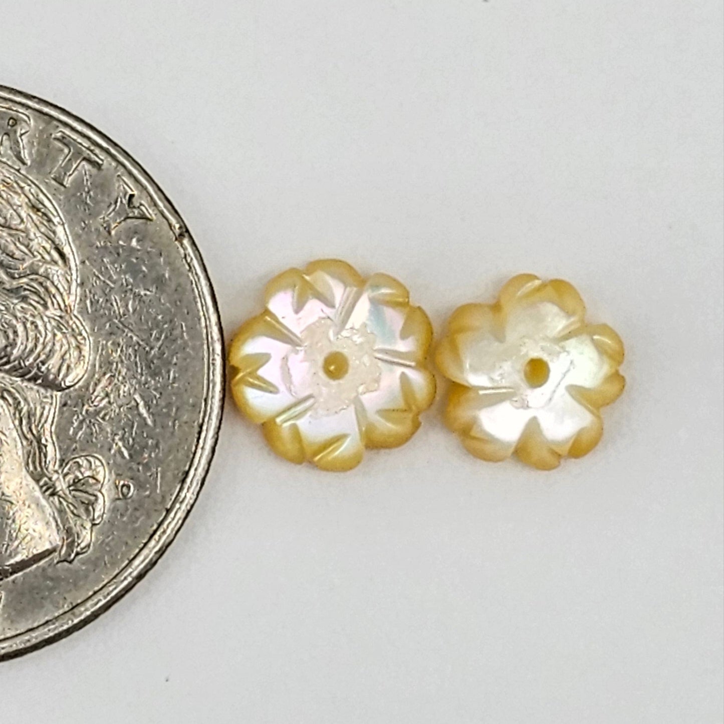 Mother of Pearl Flower Cabochon Pair