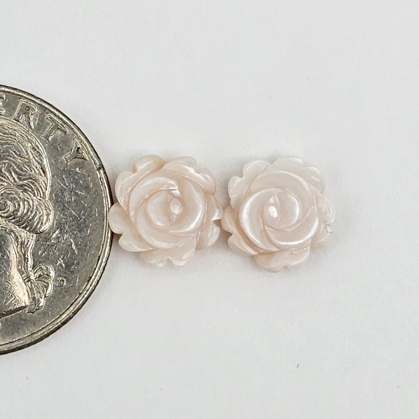 Mother of Pearl Flower Cabochon Pair