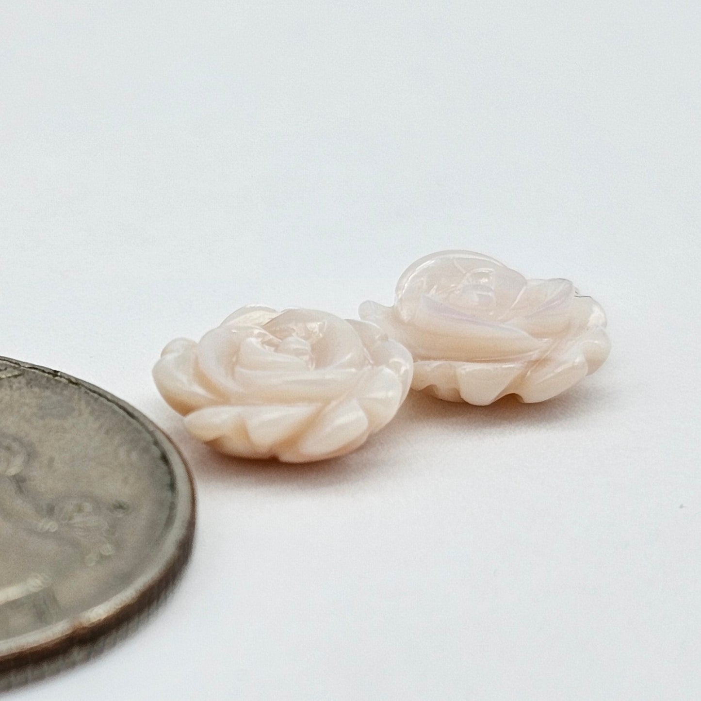 Mother of Pearl Flower Cabochon Pair