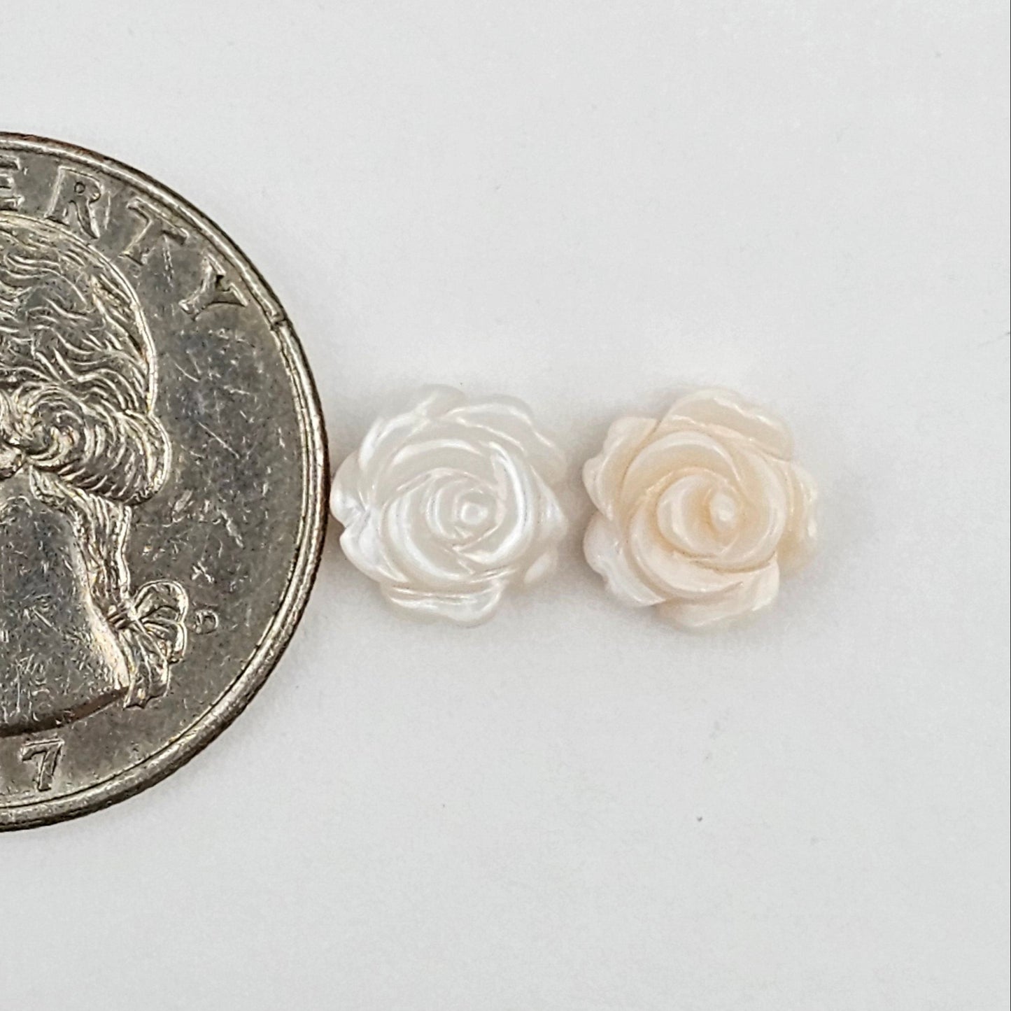 Mother of Pearl Flower Cabochon Pair