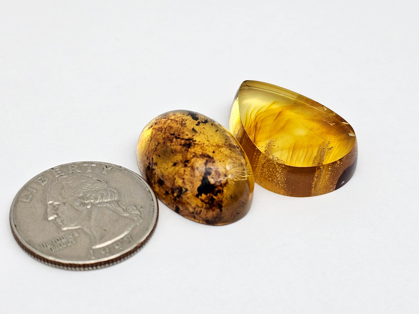 Amber authentic cabochon set large