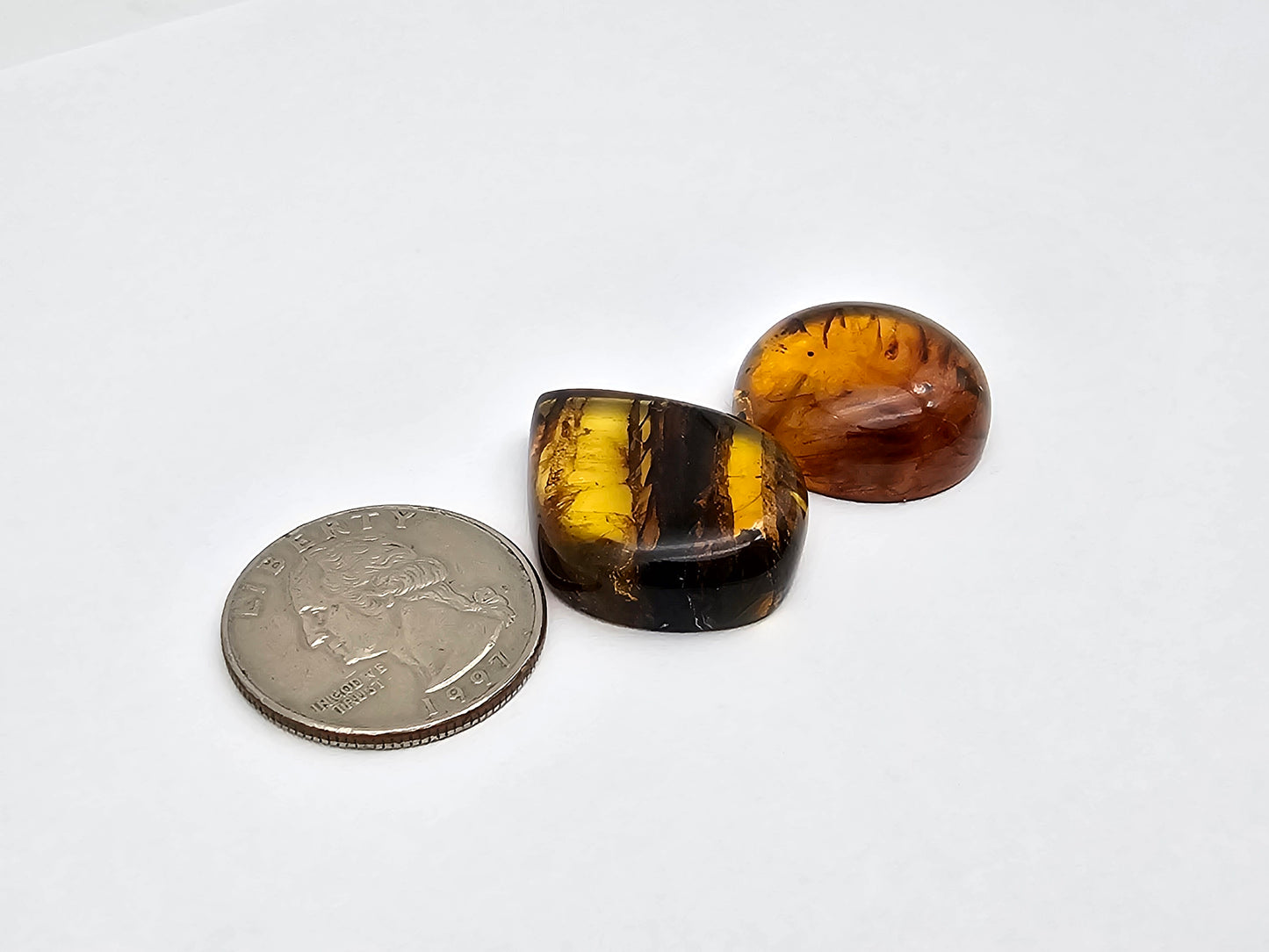 Amber authentic cabochon set large