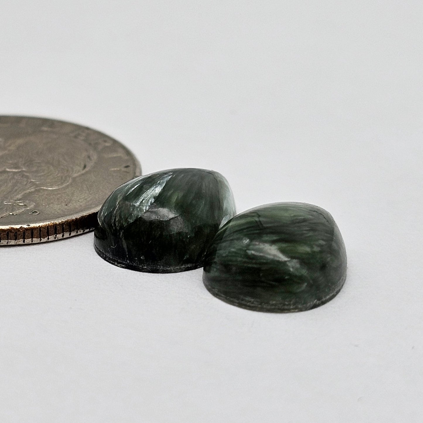 Seraphinite Cabochon Pair