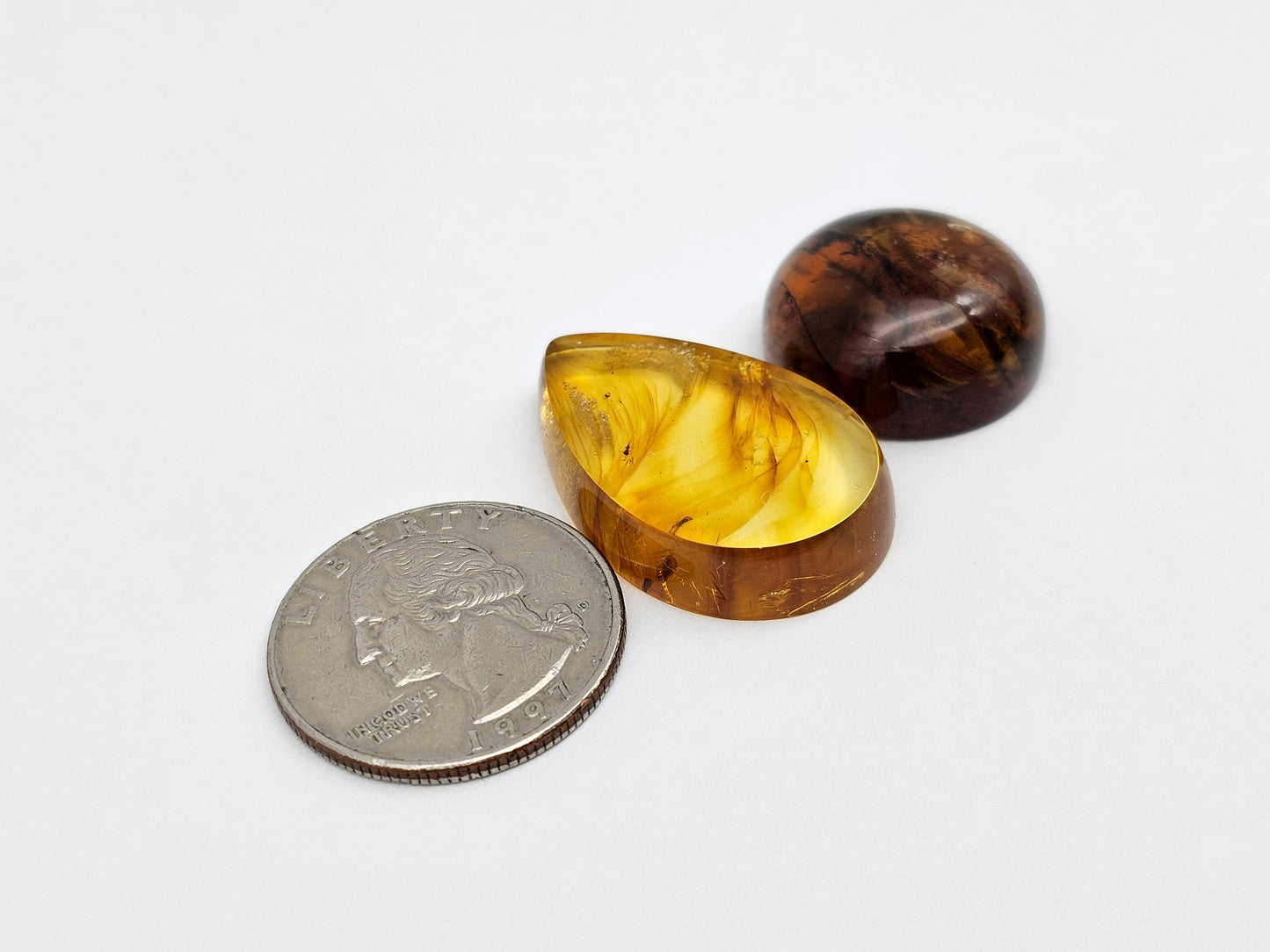 Amber authentic cabochon set large