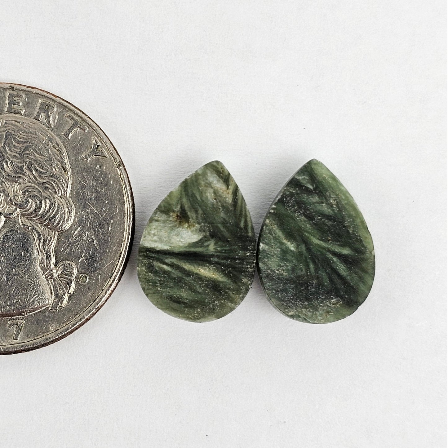 Seraphinite Cabochon Pair