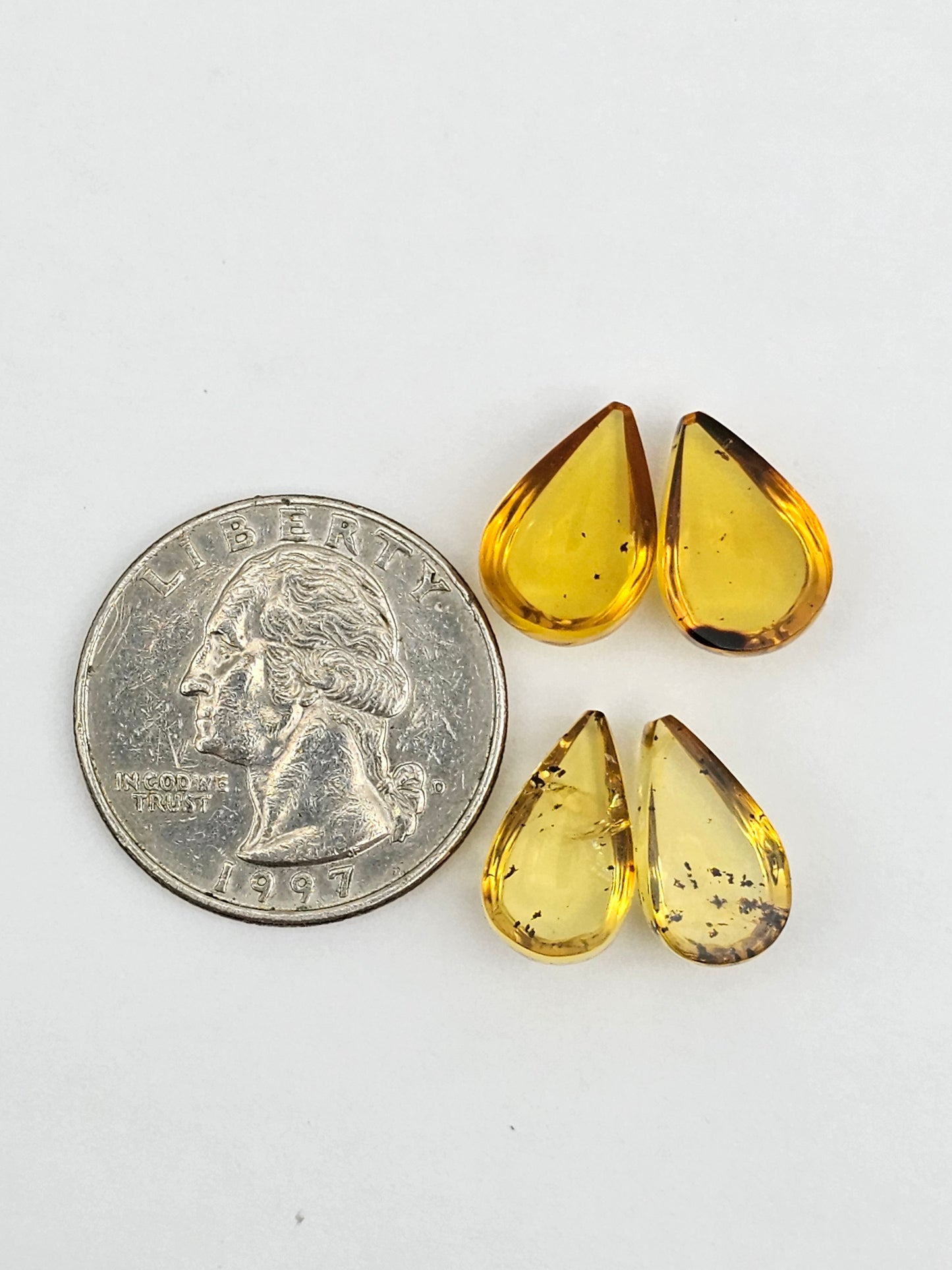 Amber authentic cabochon pair lot
