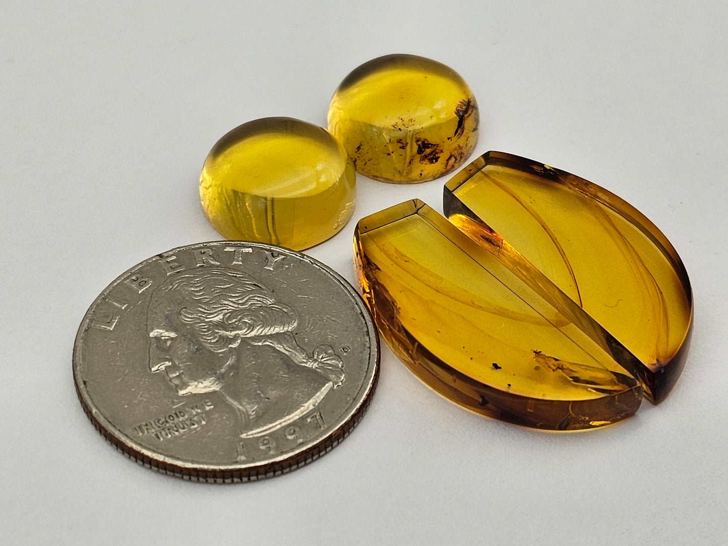 Amber authentic cabochon pair lot
