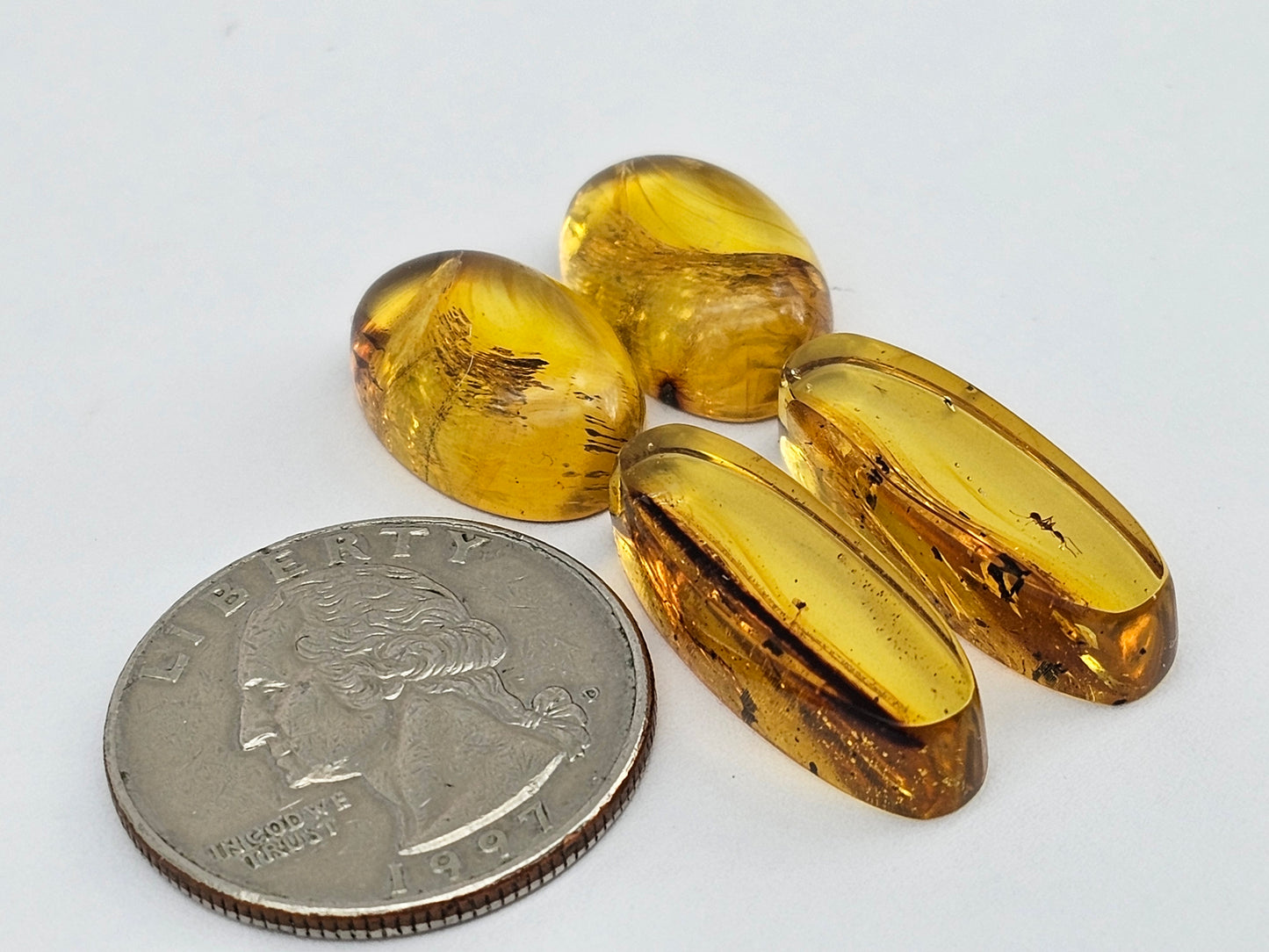 Amber authentic cabochon pair lot