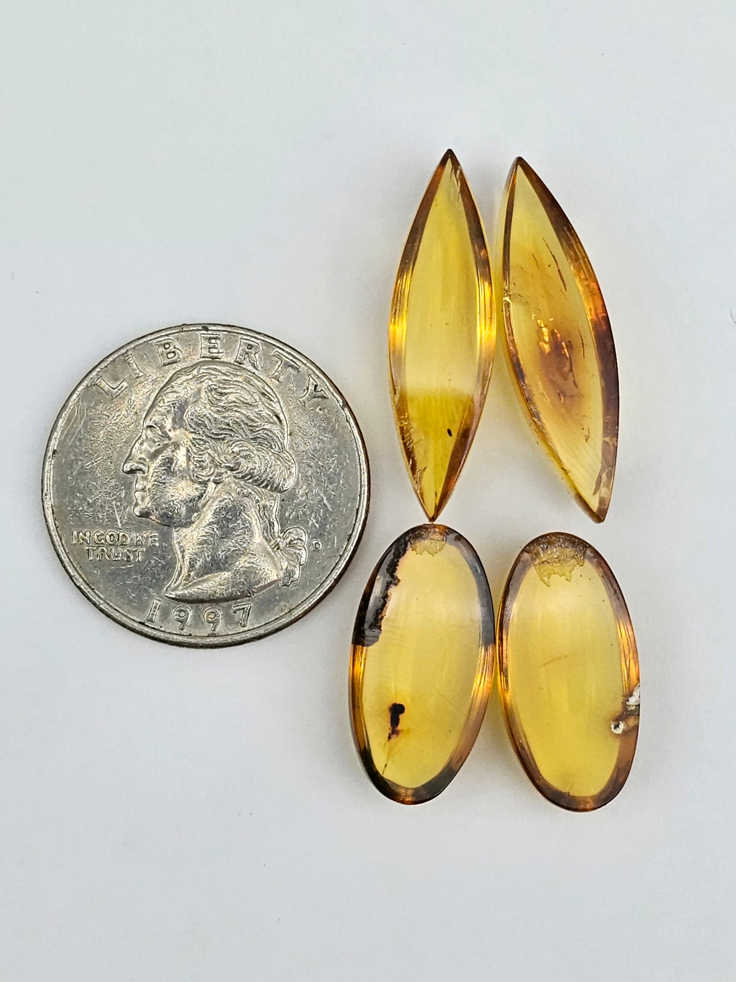 Amber authentic cabochon pair lot