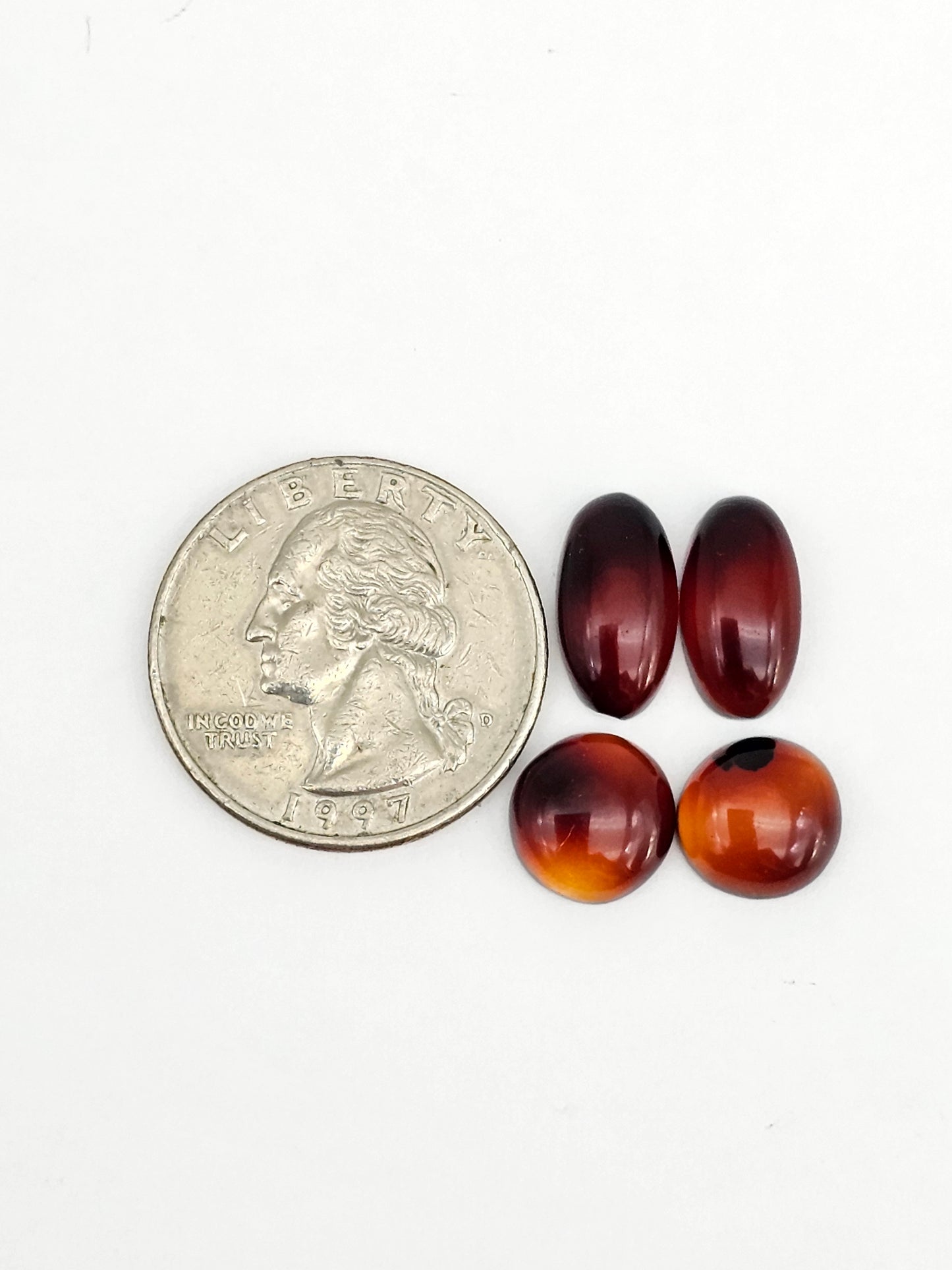Amber authentic cabochon pair lot
