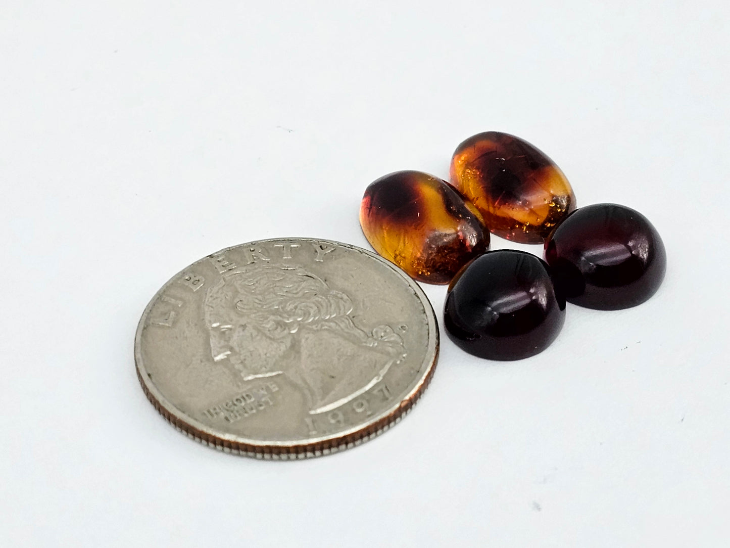 Amber authentic cabochon pair lot