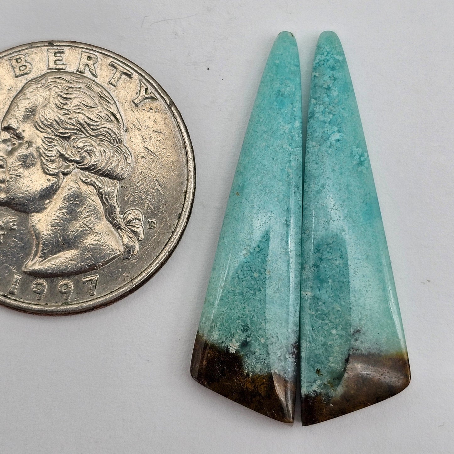 Chrysocolla Gemstone Cabochon Pair