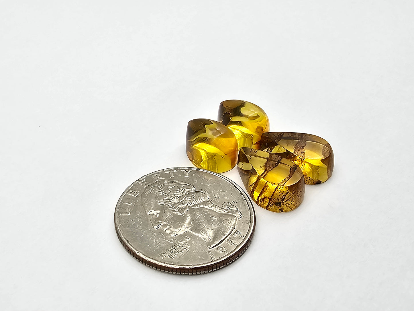 Amber authentic cabochon pair lot