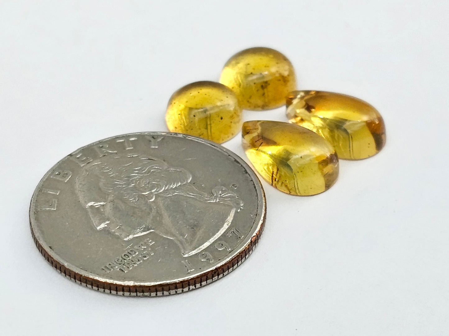 Amber authentic cabochon pair lot