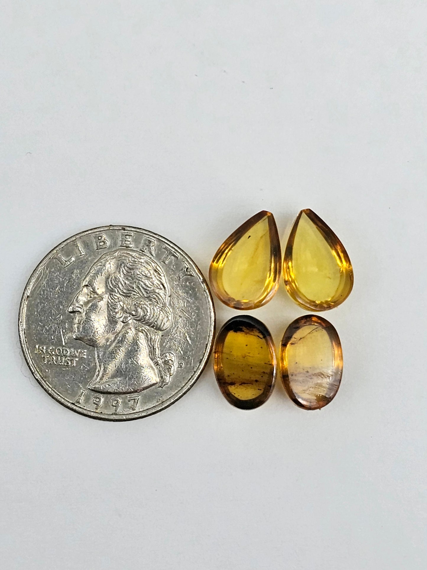 Amber authentic cabochon pair lot