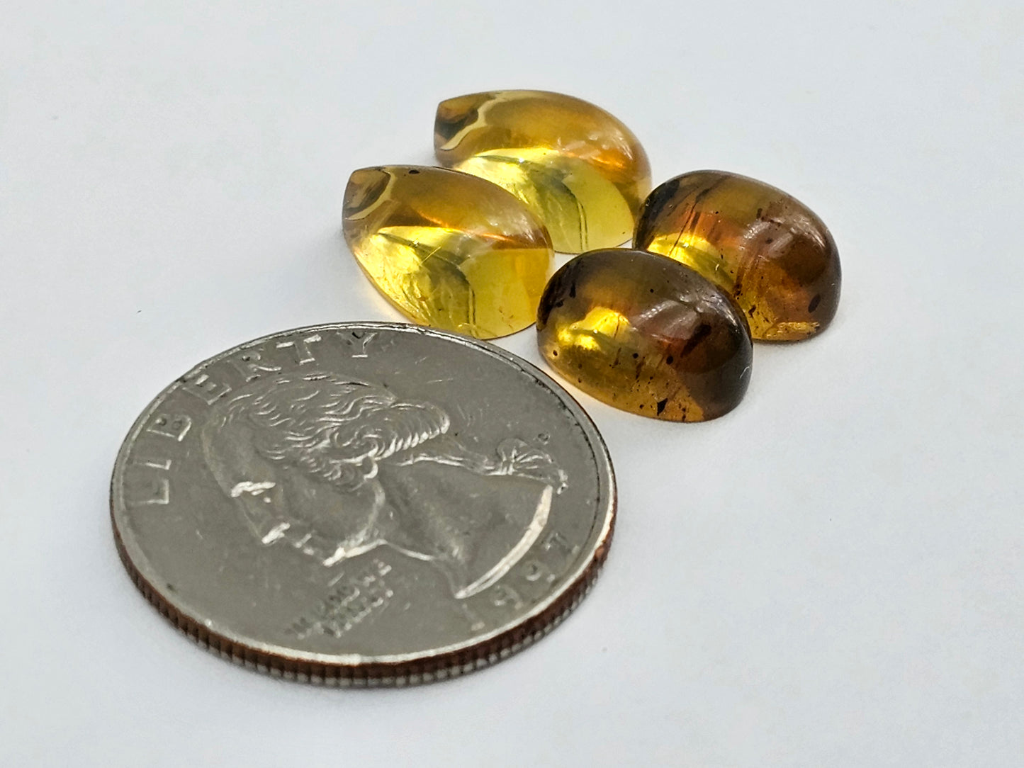 Amber authentic cabochon pair lot