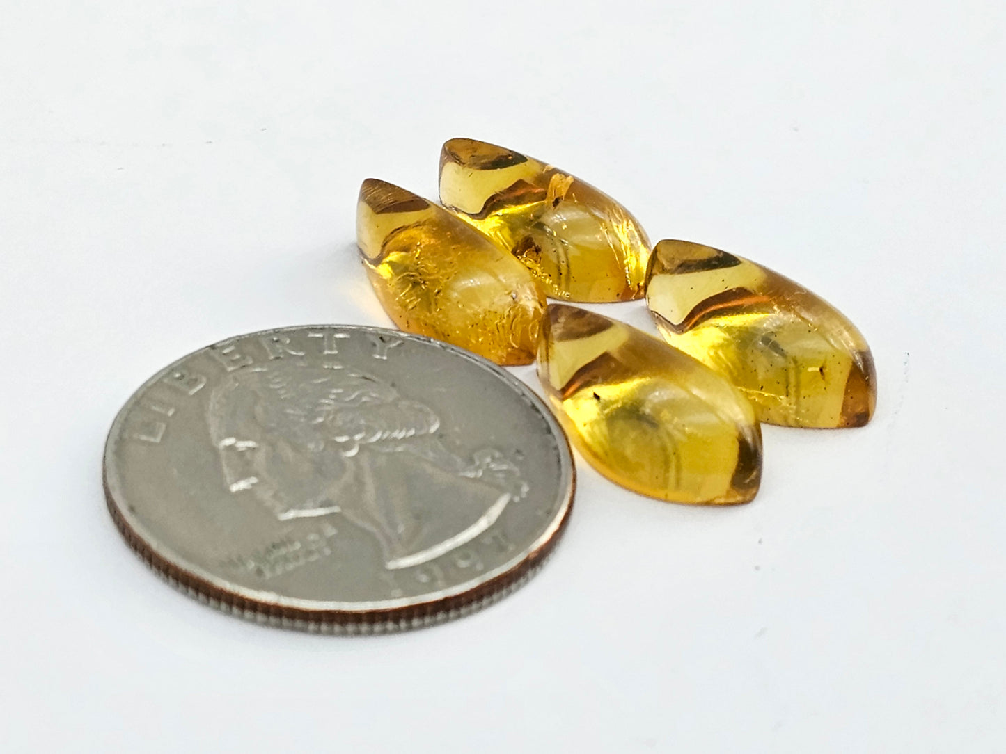 Amber authentic cabochon pair lot