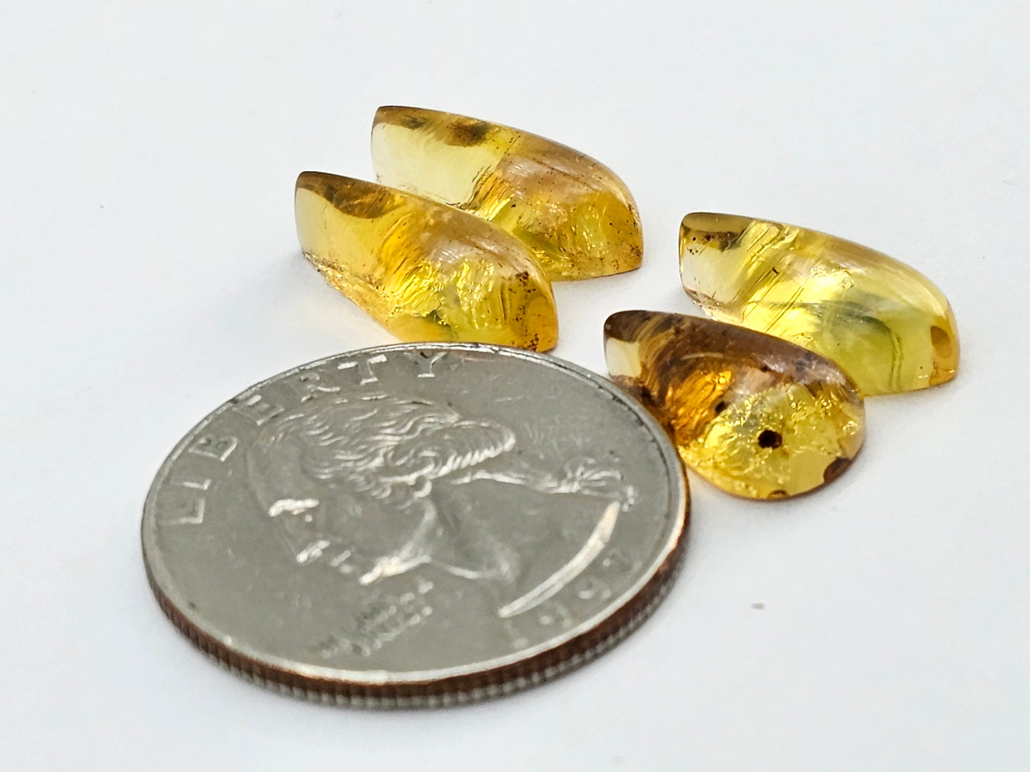 Amber authentic cabochon pair lot