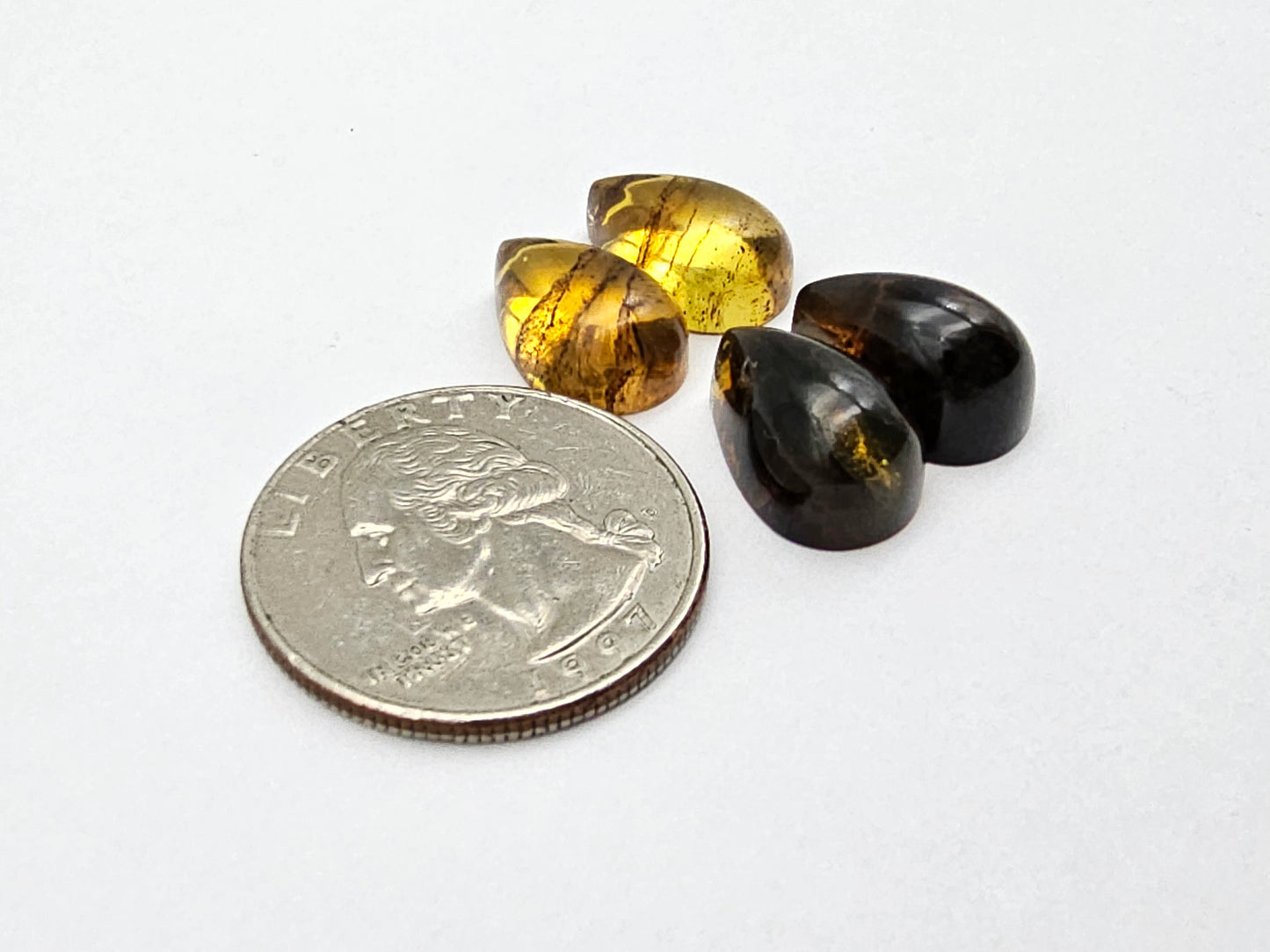 Amber authentic cabochon pair lot