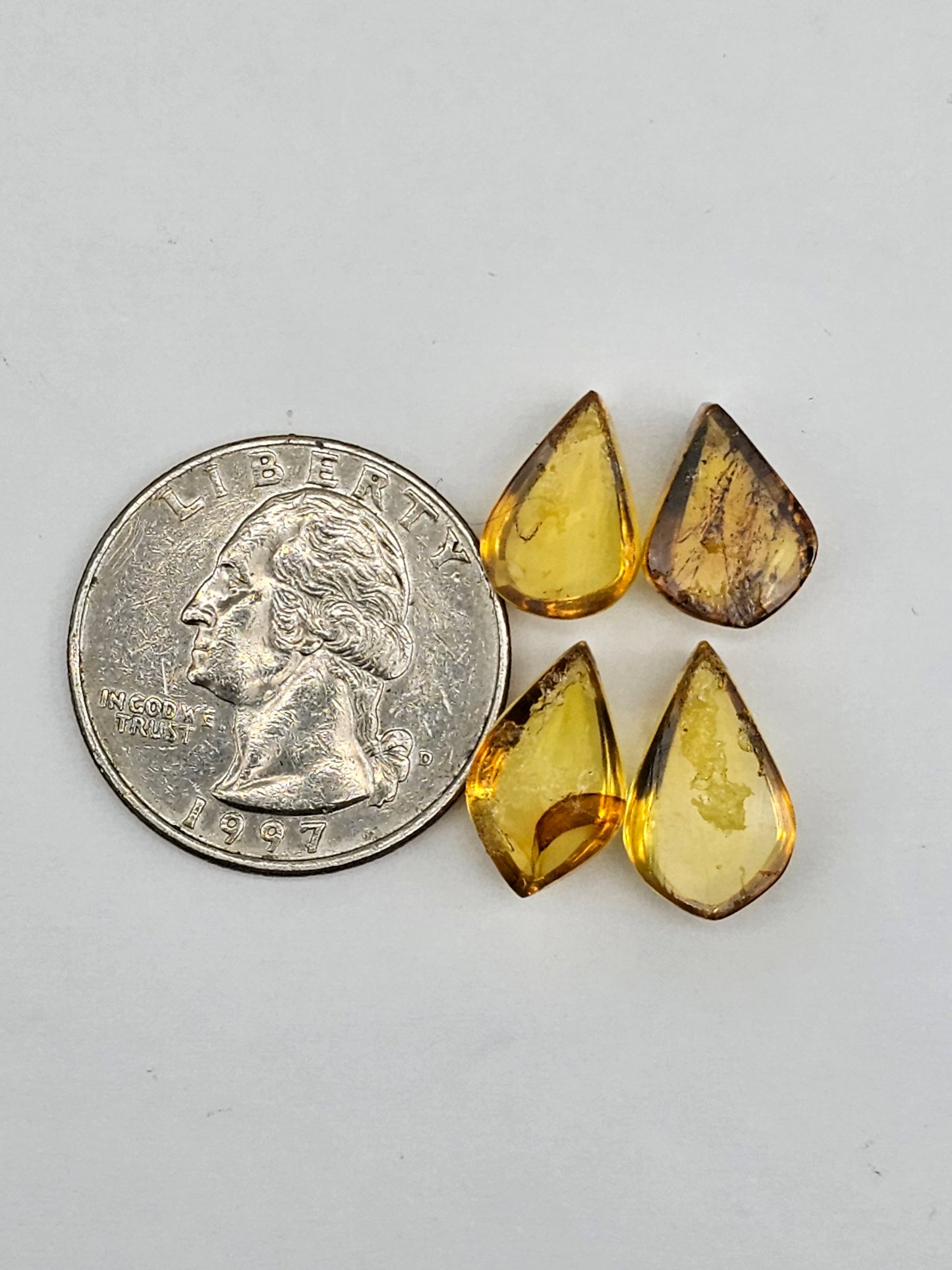 Amber authentic cabochon pair lot