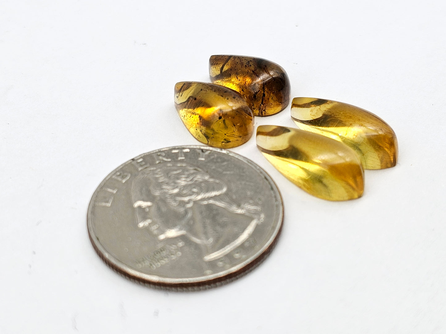 Amber authentic cabochon pair lot