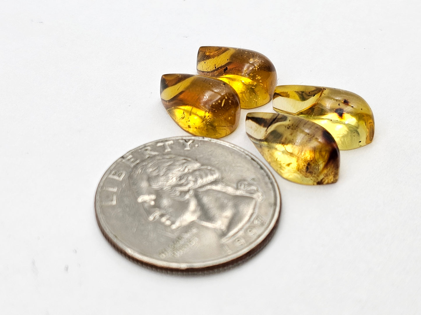 Amber authentic cabochon pair lot