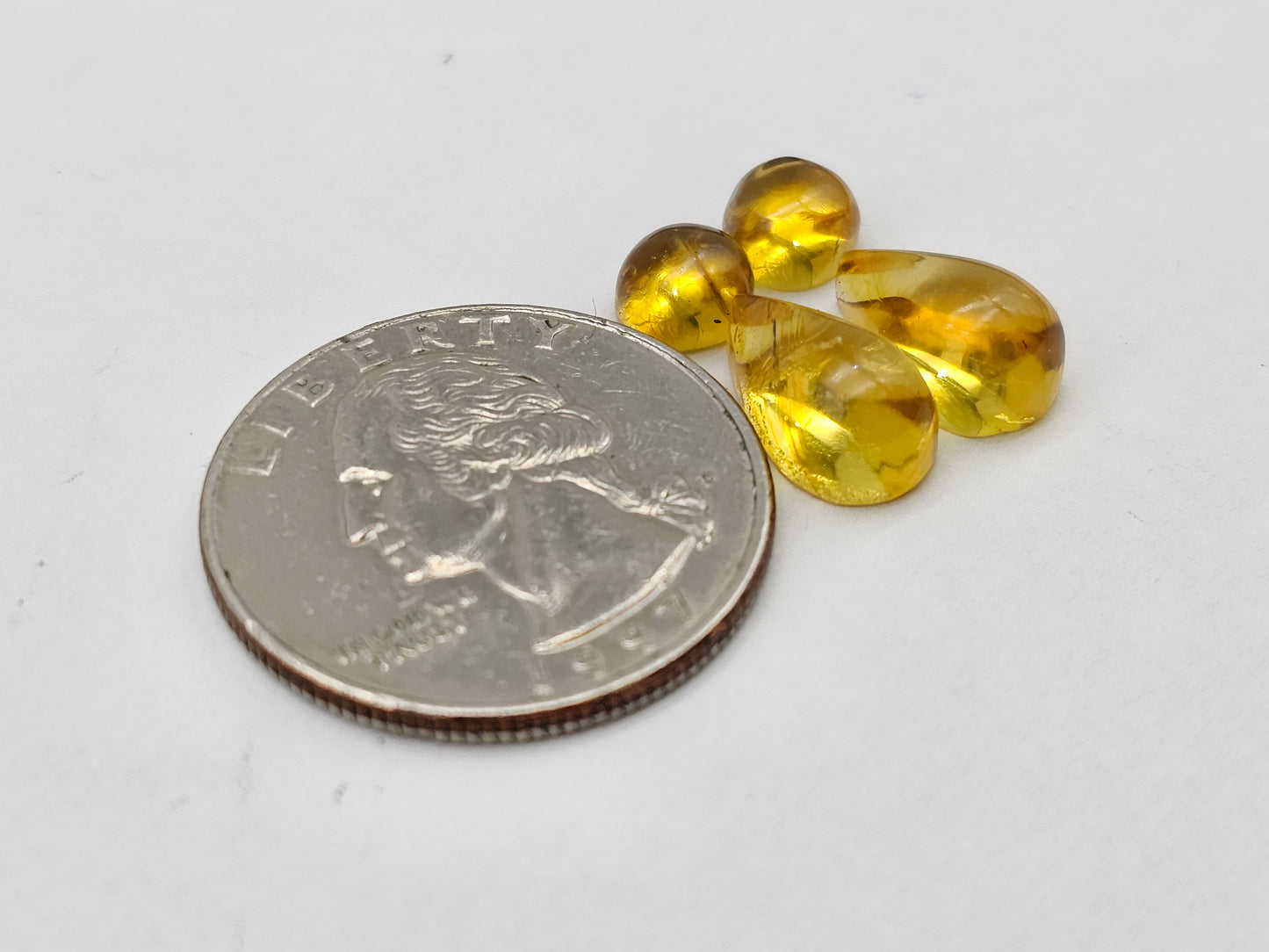 Amber authentic cabochon pair lot