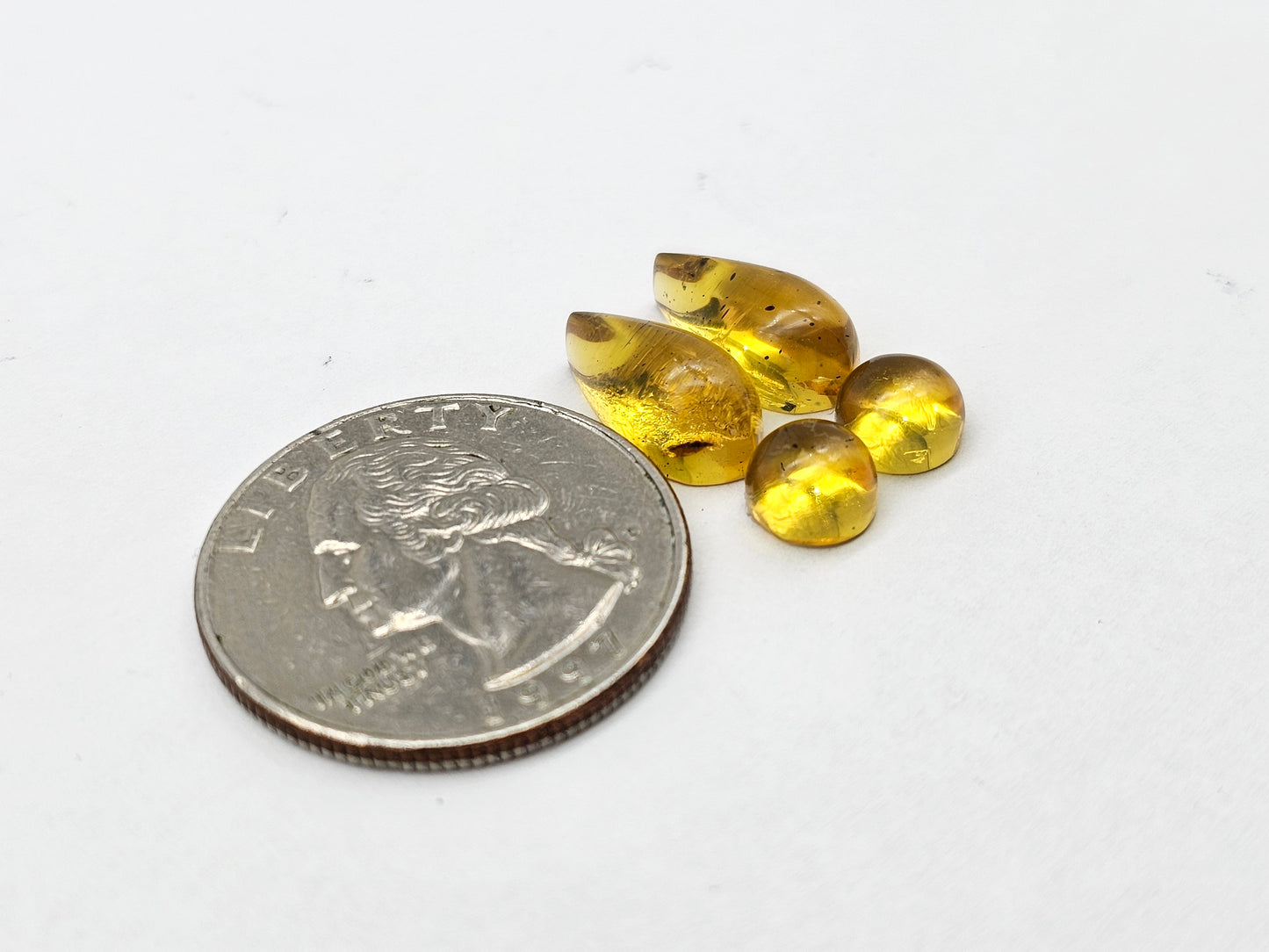 Amber authentic cabochon pair lot