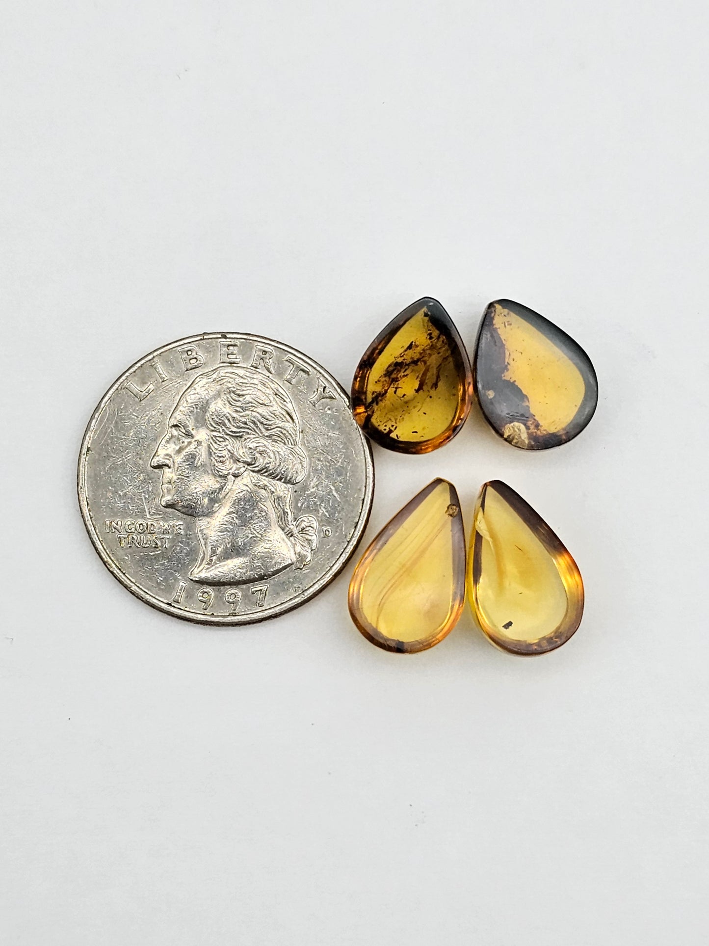 Amber authentic cabochon pair lot